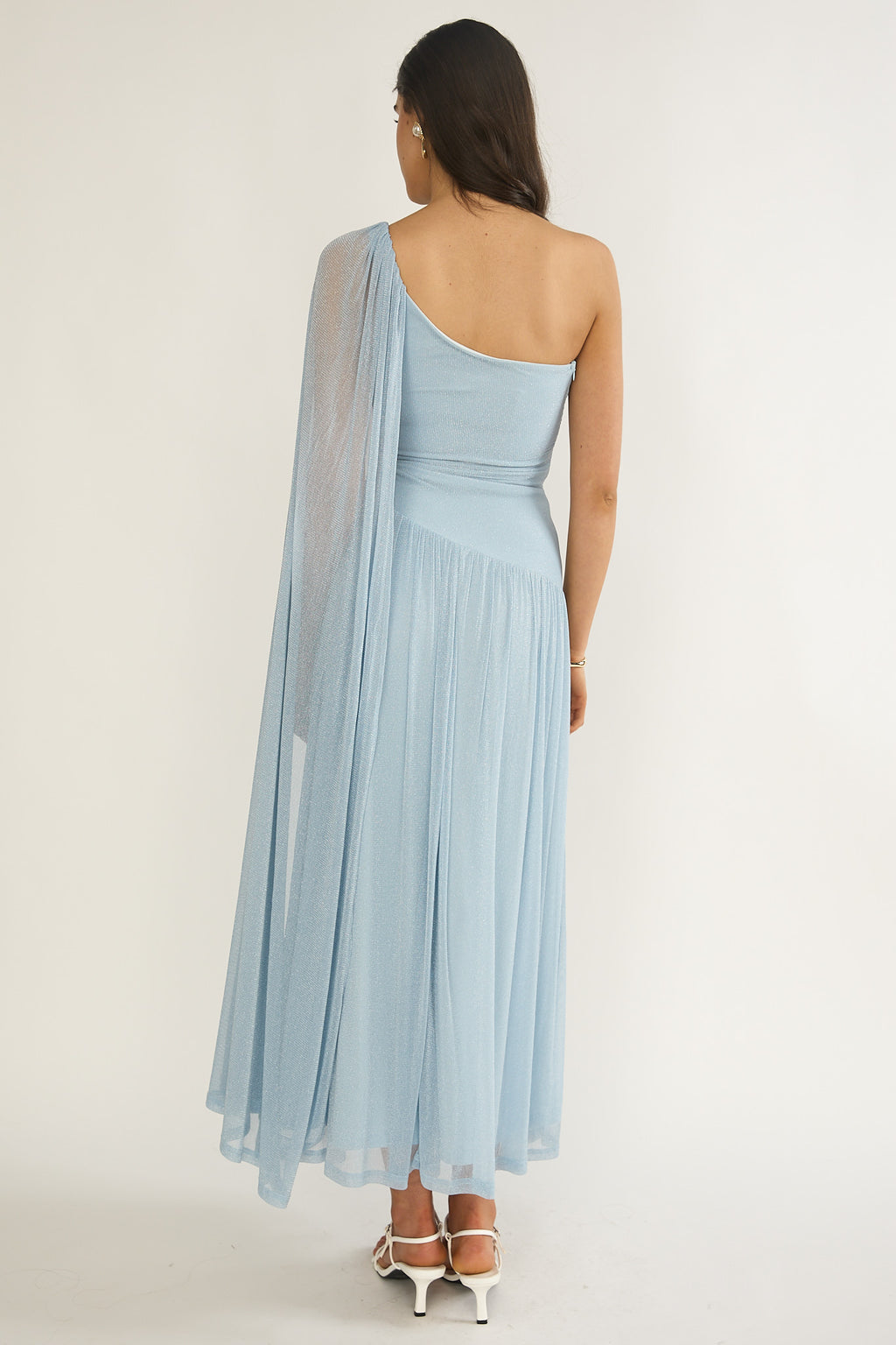Zorina One-Shoulder Drape Maxi Dress Blue by Selfie Leslie Australia