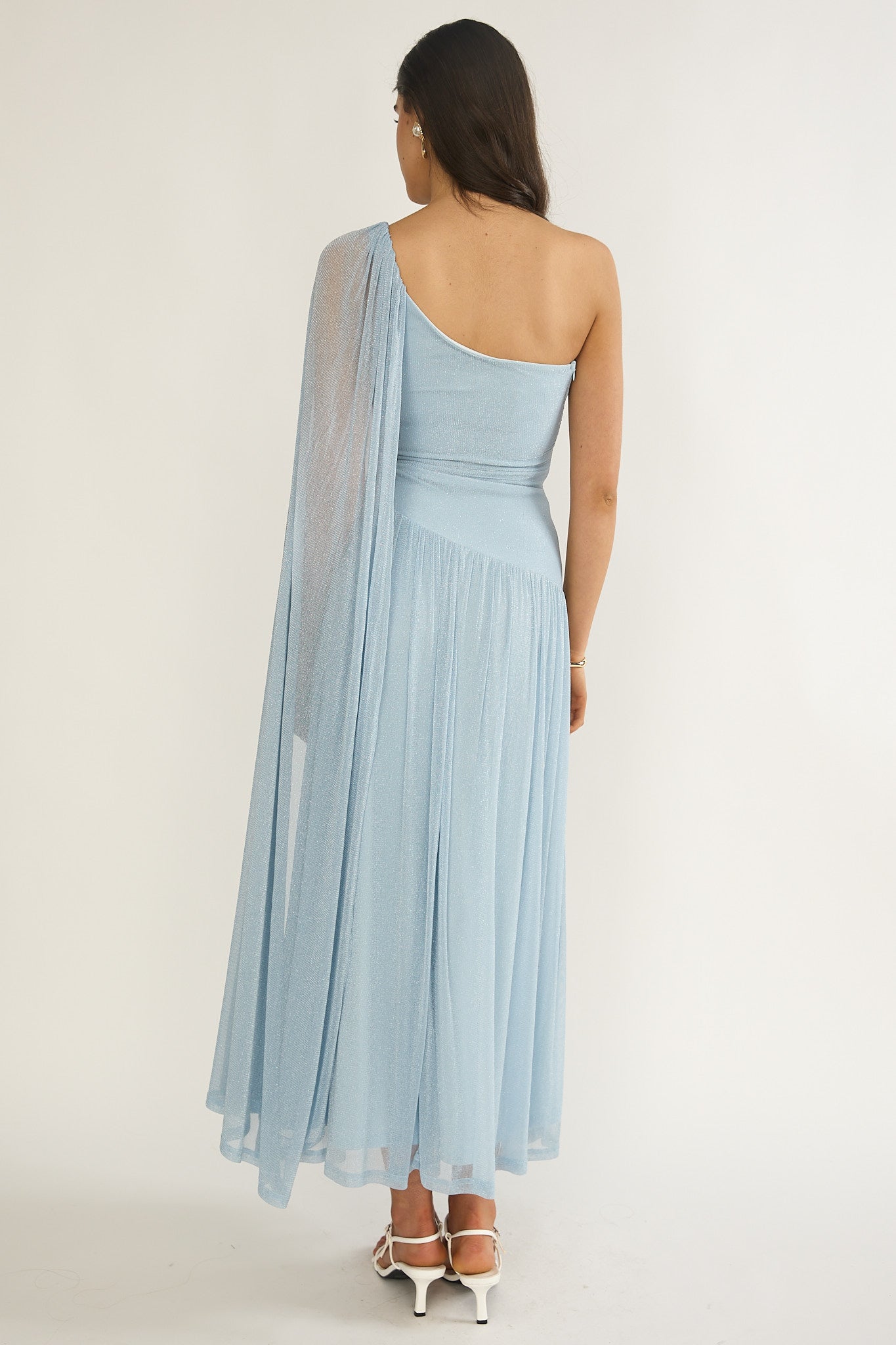 Zorina One-Shoulder Drape Maxi Dress Blue by Selfie Leslie Australia