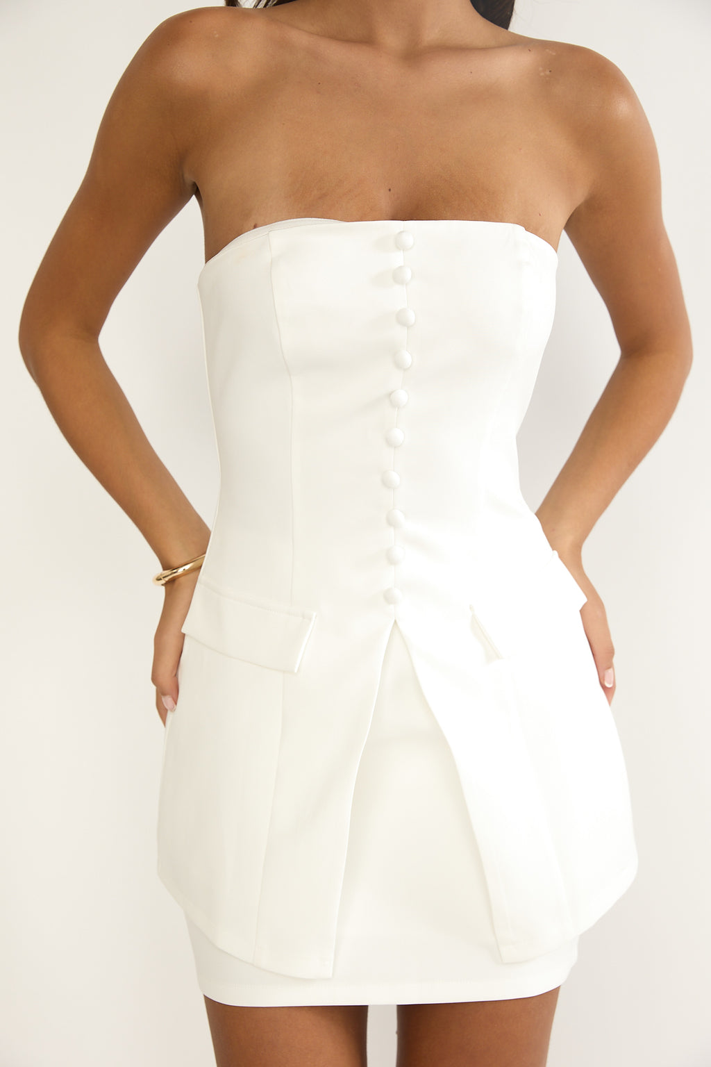 Ilara Strapless Longline Top White by Selfie Leslie Australia