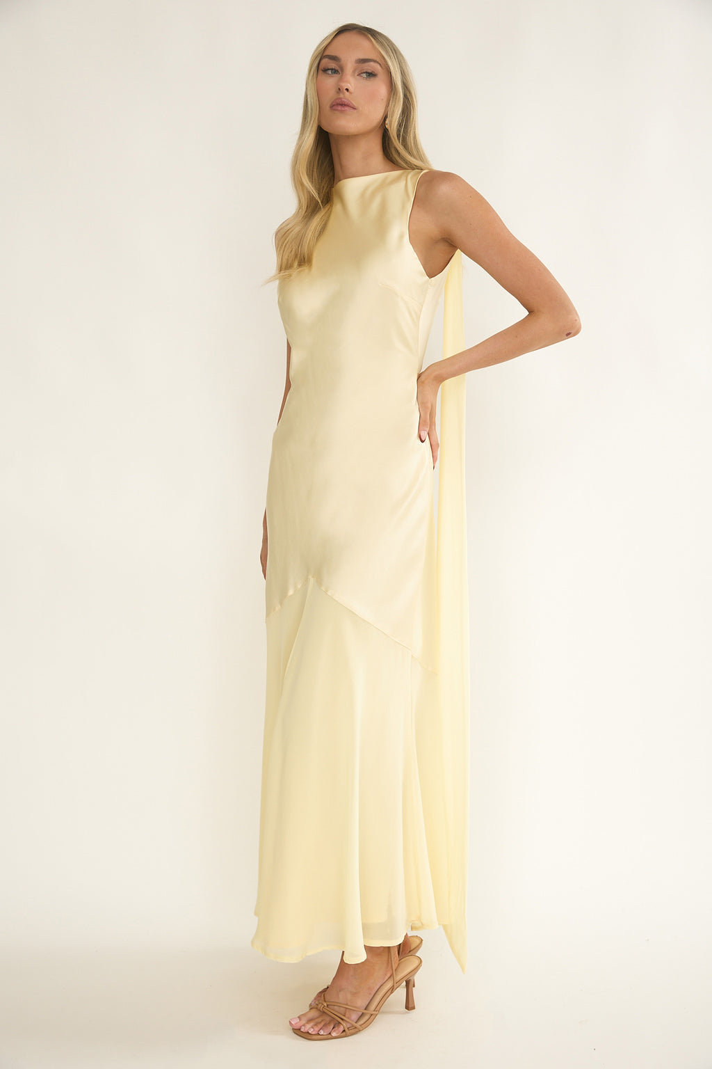 Veyla Shoulder Sash Maxi Dress Butter by Selfie Leslie Australia