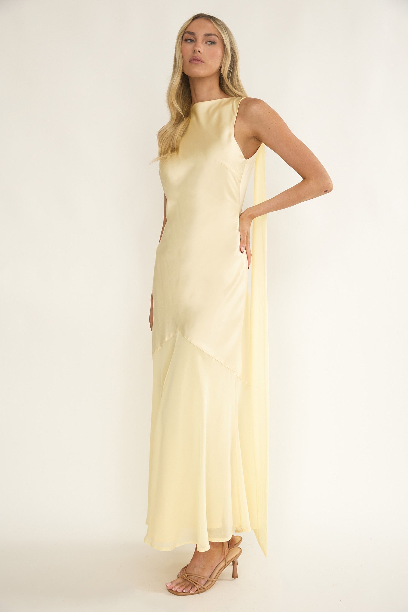 Veyla Shoulder Sash Maxi Dress Butter by Selfie Leslie Australia