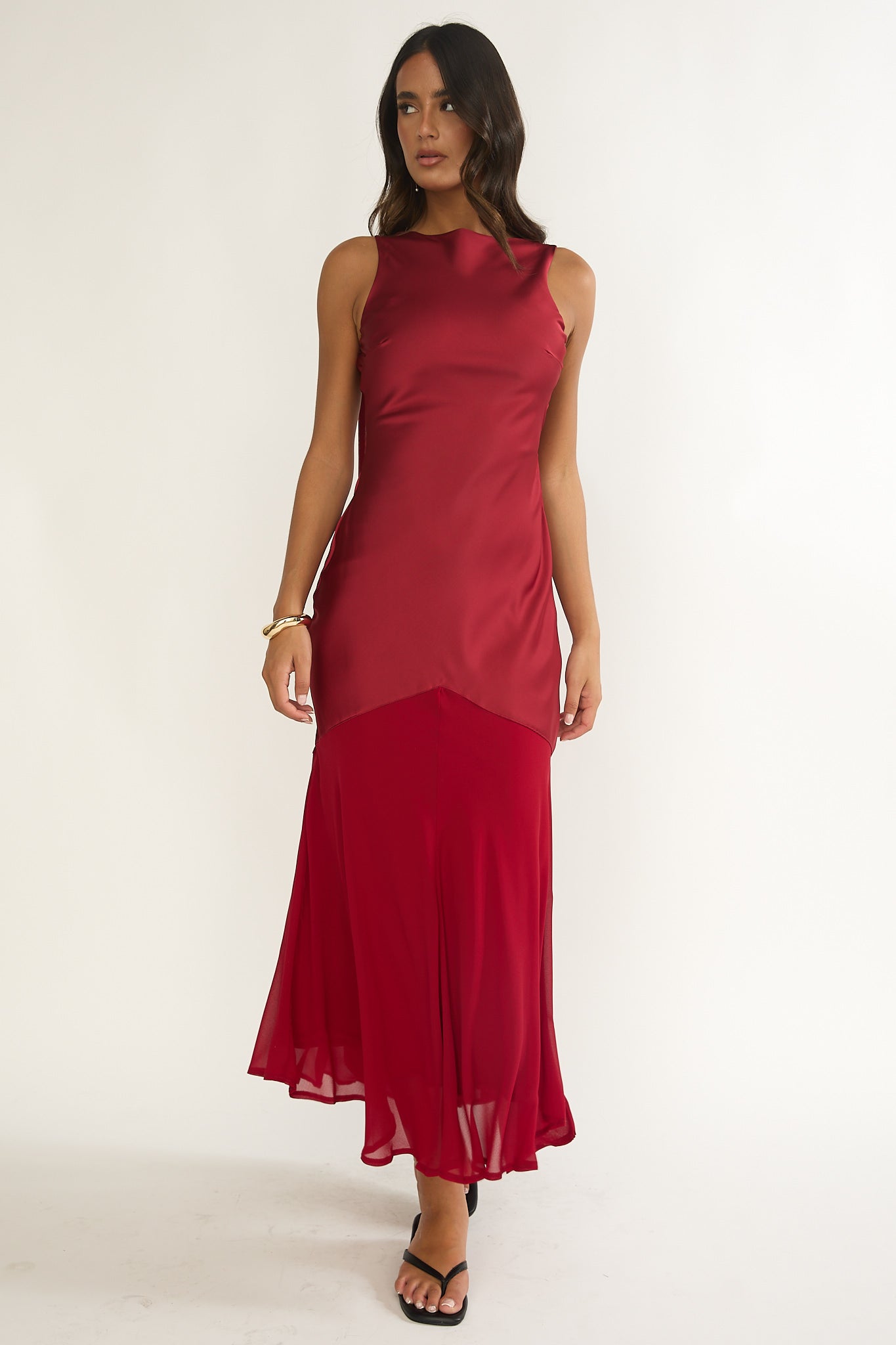 Veyla Shoulder Sash Maxi Dress Wine by Selfie Leslie Australia