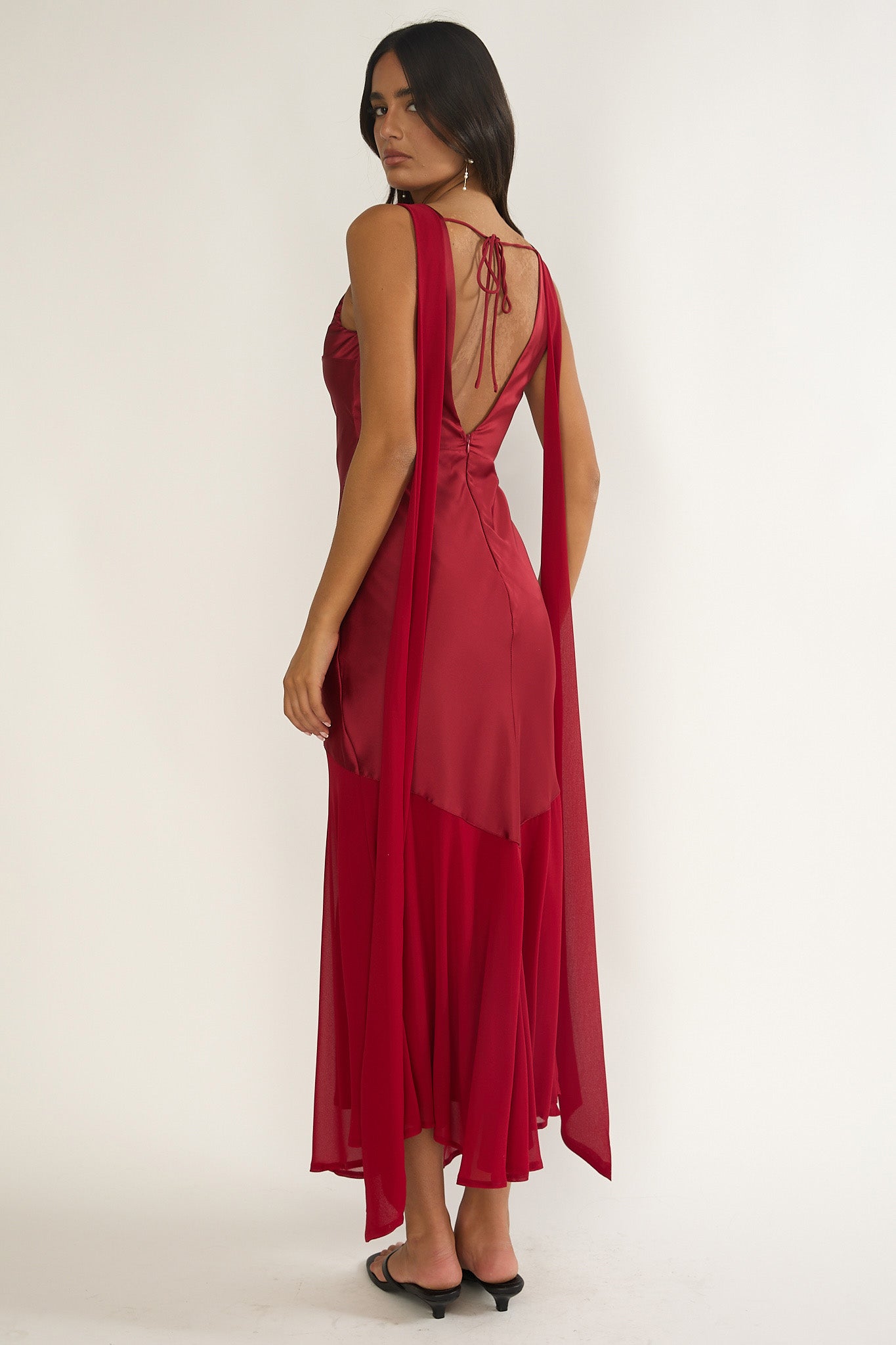 Veyla Shoulder Sash Maxi Dress Wine by Selfie Leslie Australia