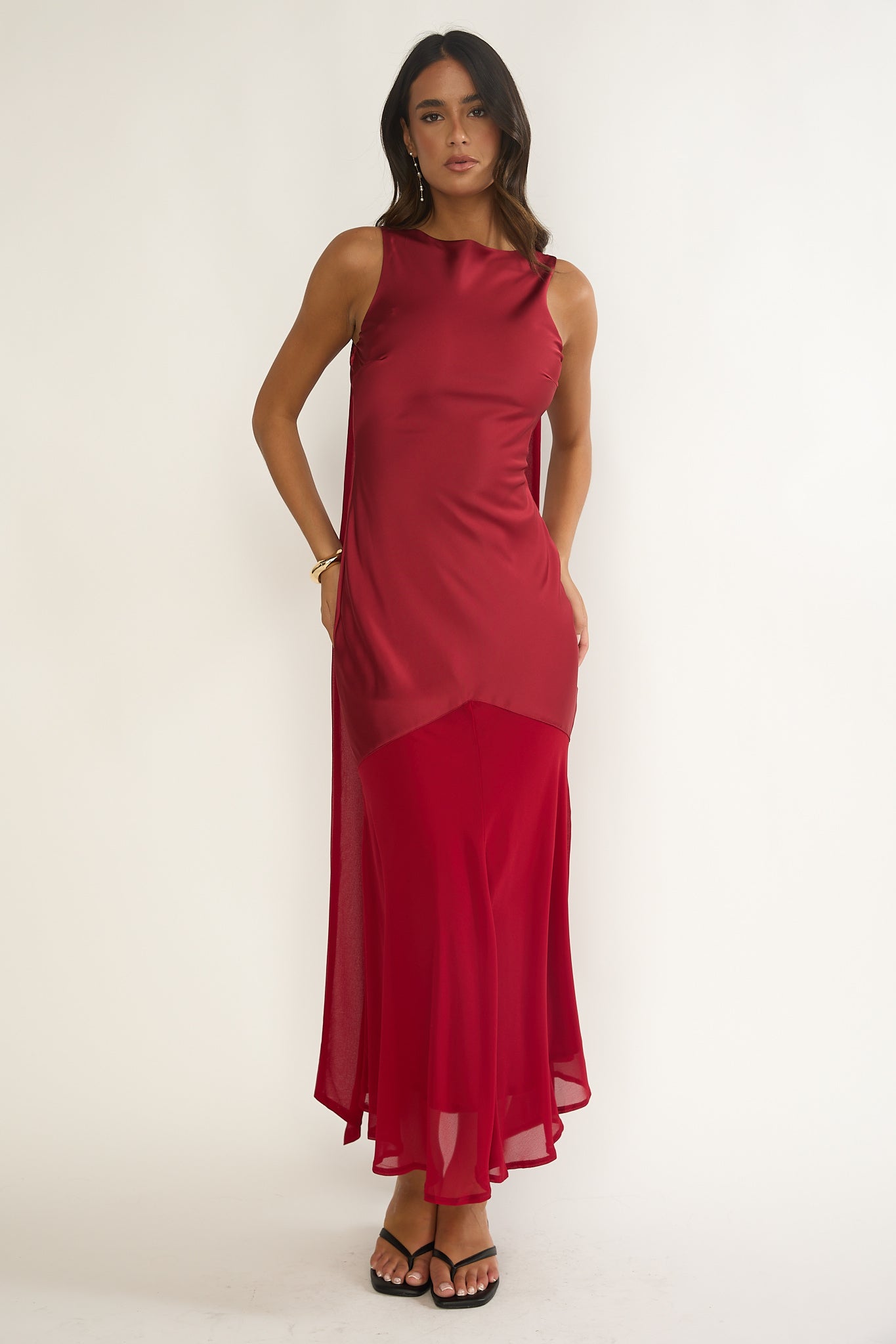 Veyla Shoulder Sash Maxi Dress Wine by Selfie Leslie Australia