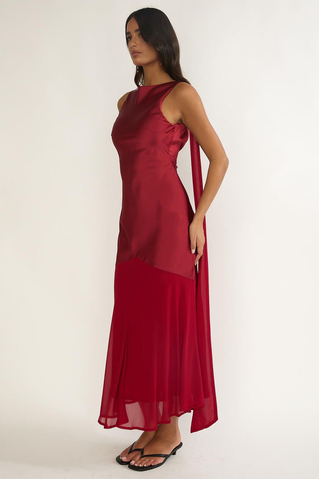 Veyla Shoulder Sash Maxi Dress Wine by Selfie Leslie Australia