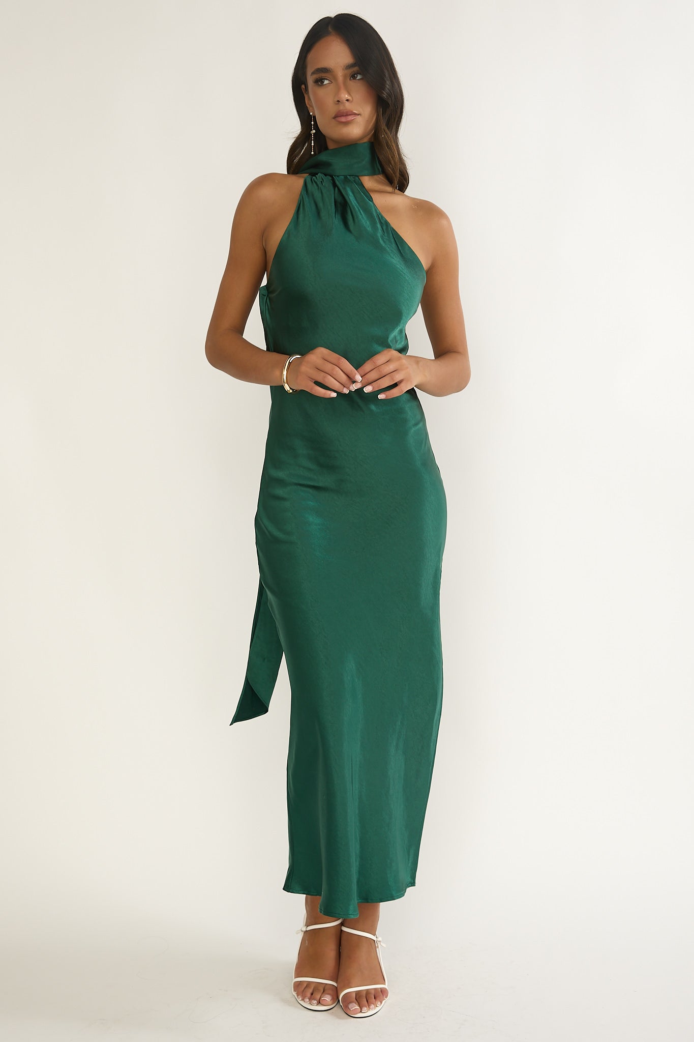 Rionna Open Cowl Back Maxi Dress Forest Green by Selfie Leslie Australia