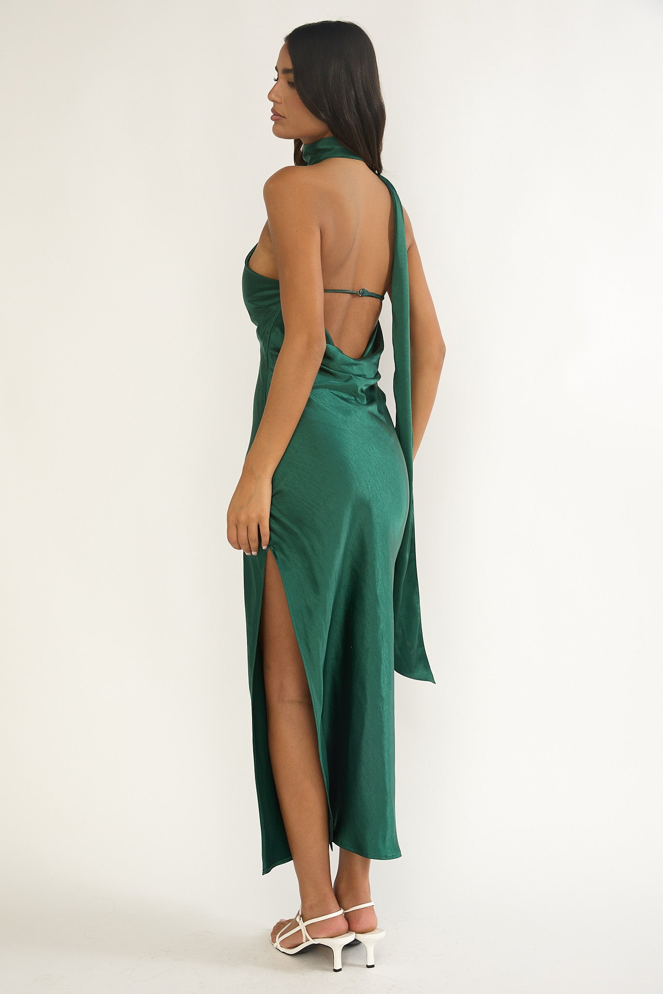 Rionna Open Cowl Back Maxi Dress Forest Green by Selfie Leslie Australia