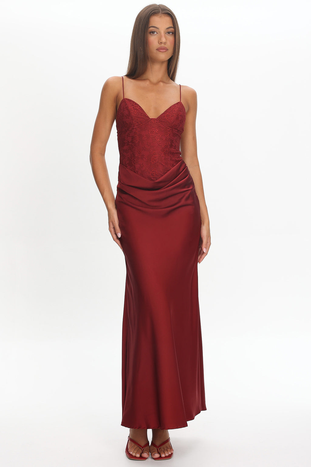 Faelis Draped Waist Maxi Dress Wine by Selfie Leslie Australia