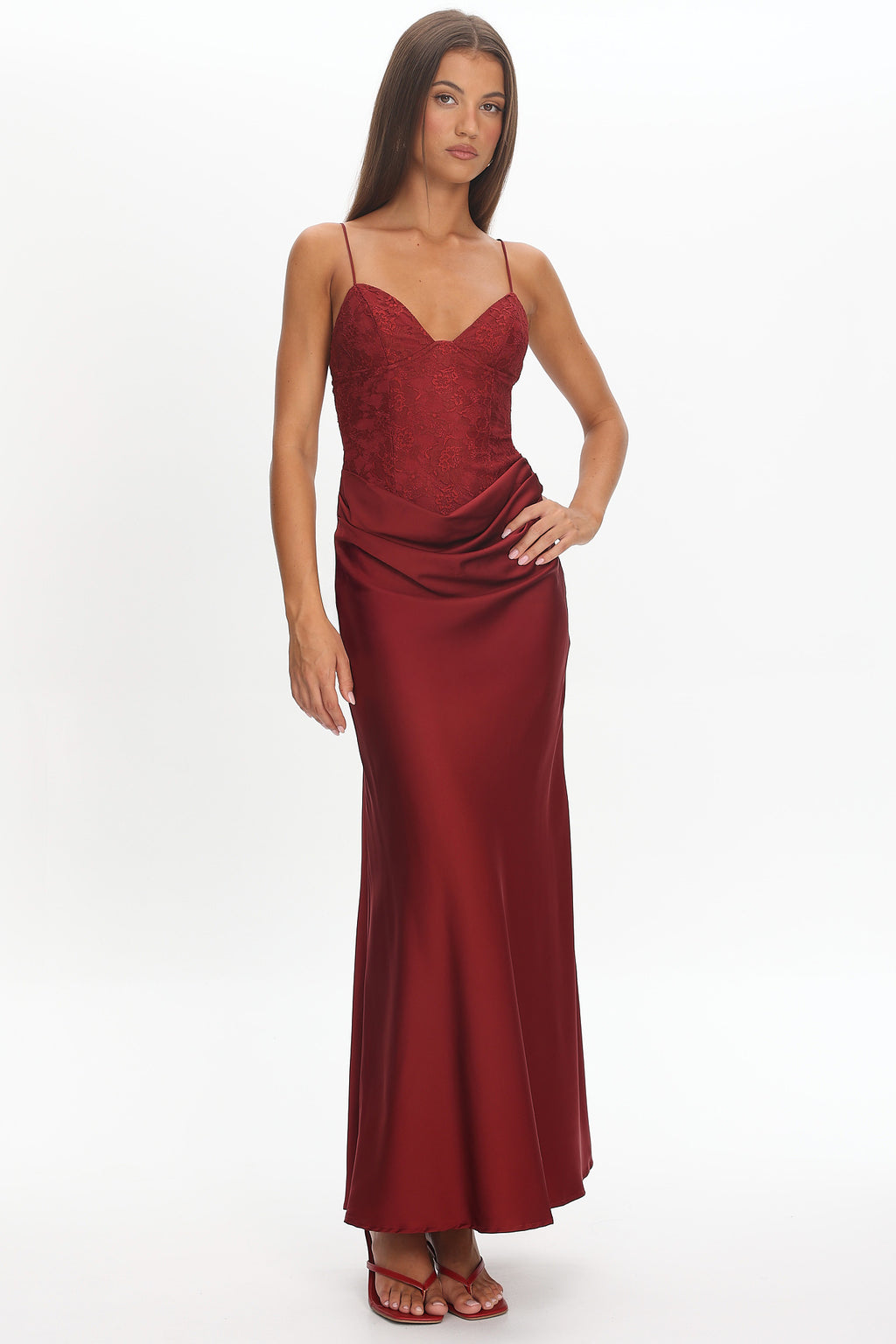 Faelis Draped Waist Maxi Dress Wine by Selfie Leslie Australia
