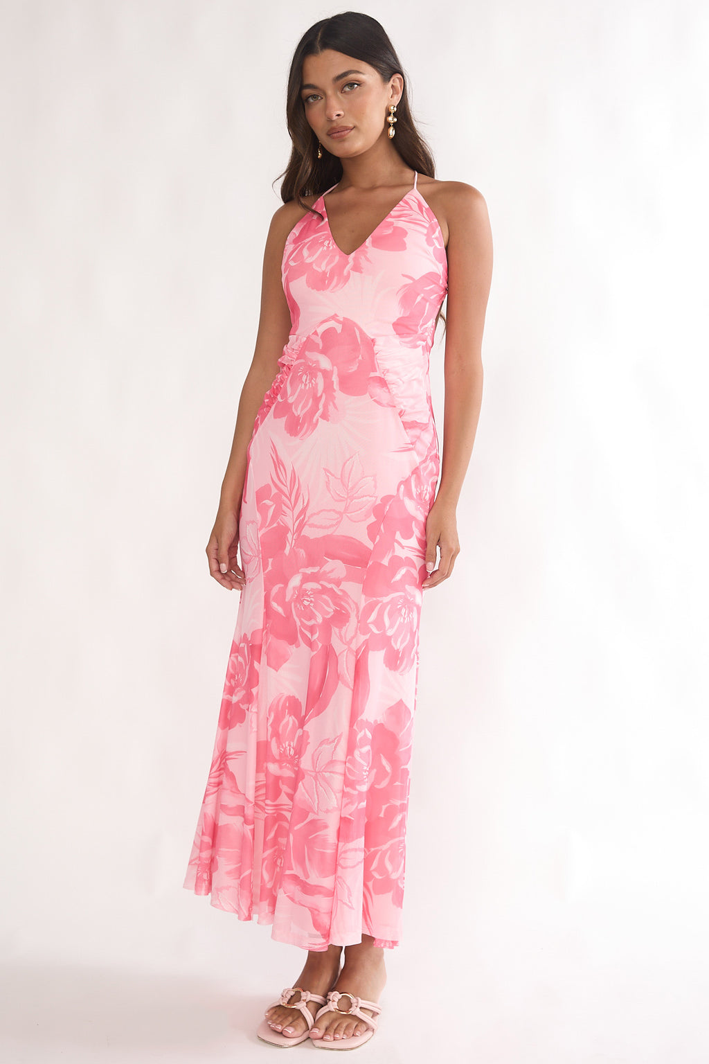 Meloria Low Back Maxi Dress Floral Pink by Selfie Leslie Australia