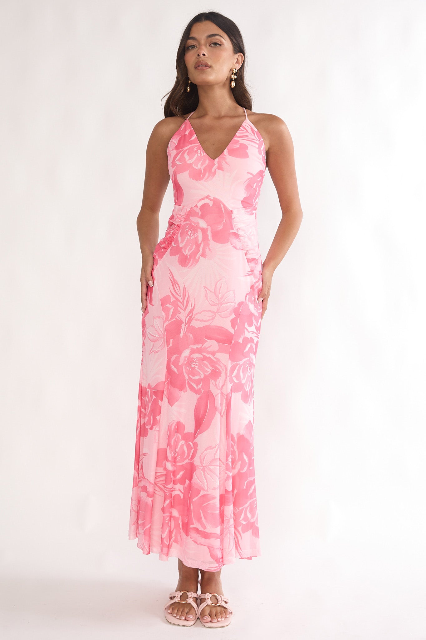 Meloria Low Back Maxi Dress Floral Pink by Selfie Leslie Australia