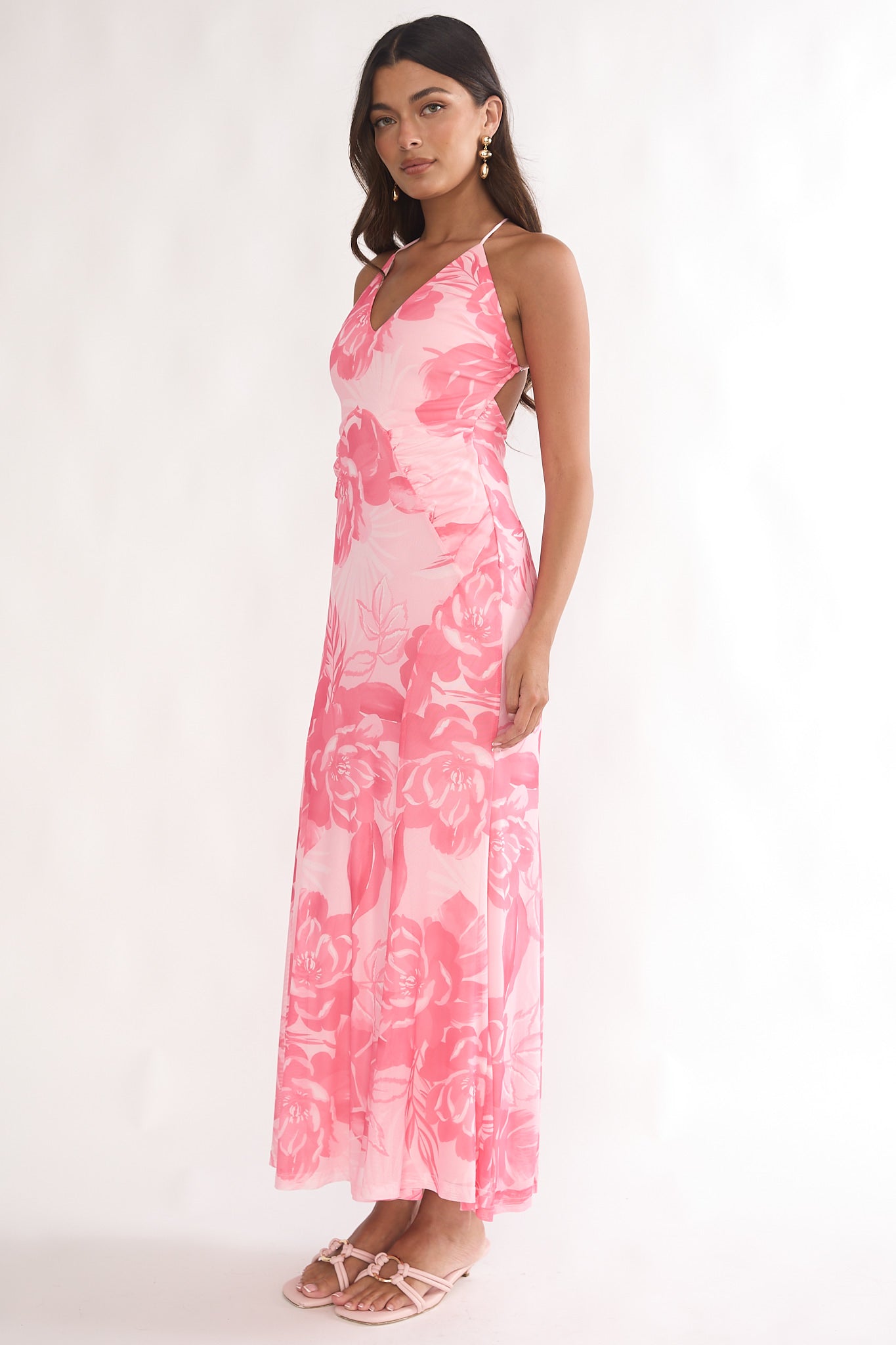 Meloria Low Back Maxi Dress Floral Pink by Selfie Leslie Australia
