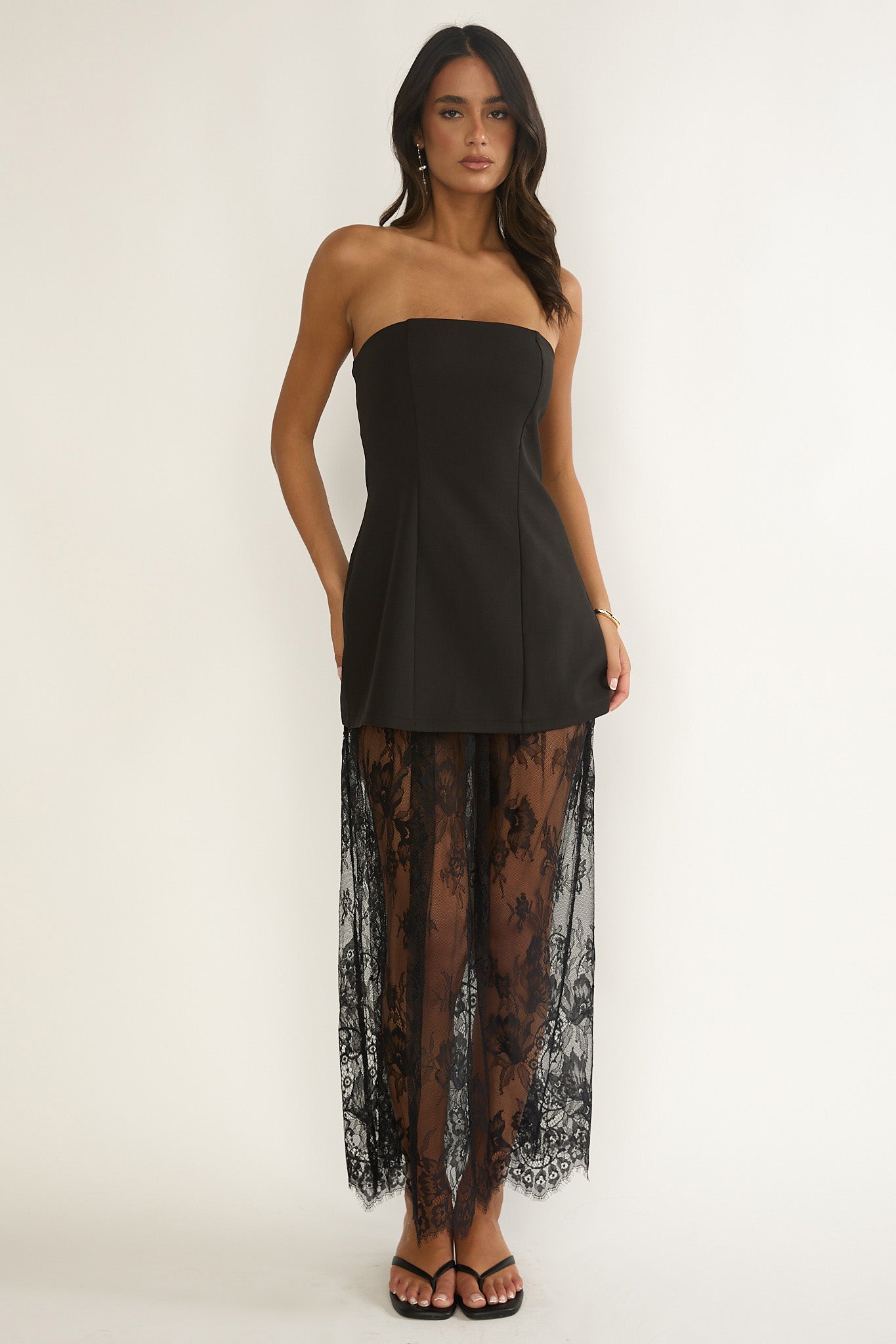 Talina Strapless Two-Piece Lace Skort Set Black by Selfie Leslie Australia