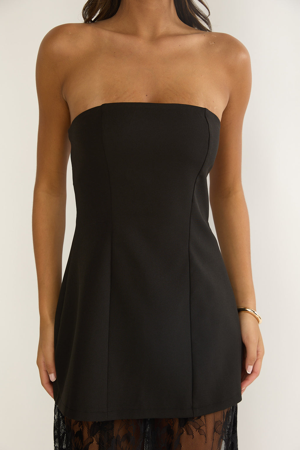 Talina Strapless Two-Piece Lace Skort Set Black by Selfie Leslie Australia