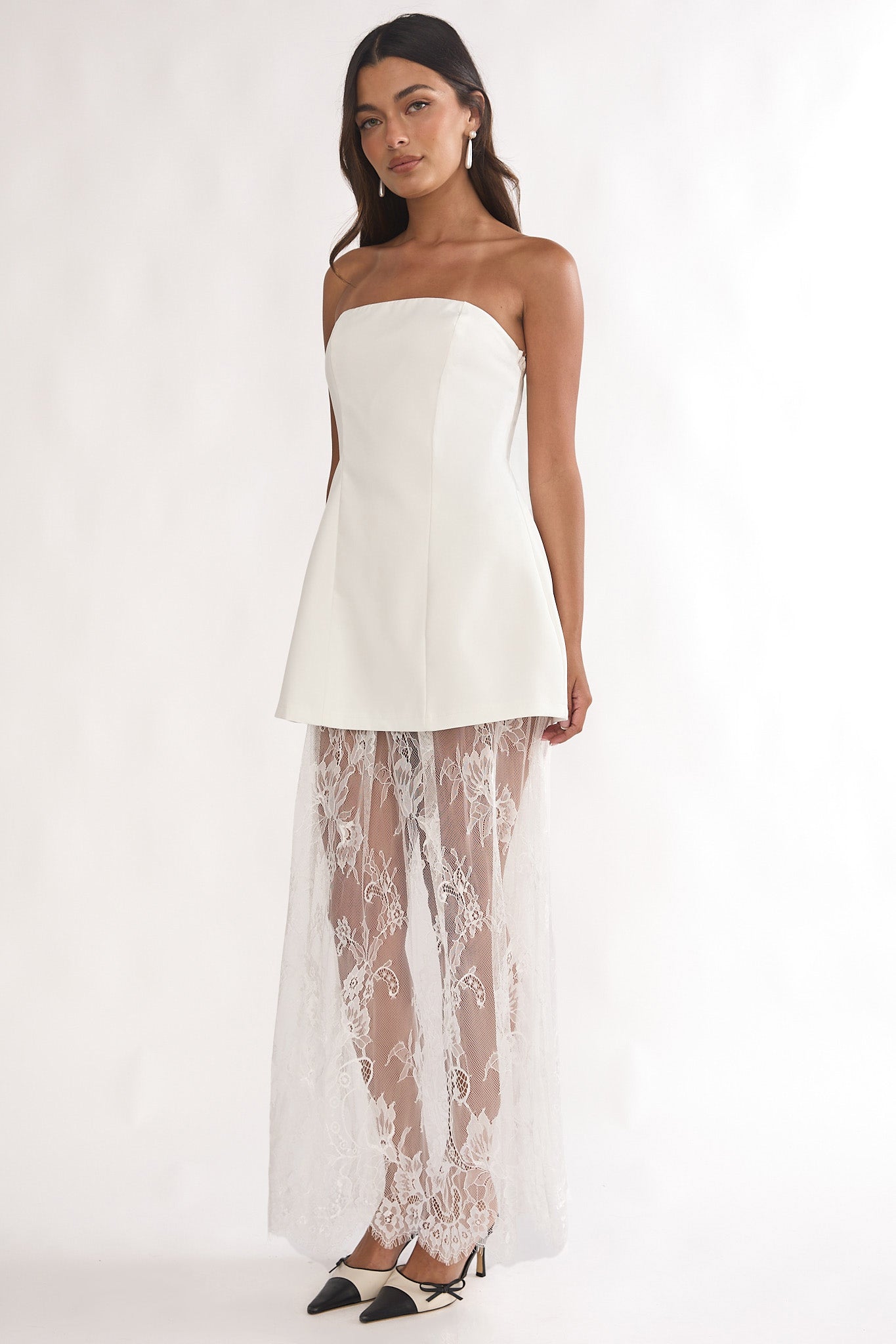 Talina Strapless Two-Piece Lace Skort Set White by Selfie Leslie Australia