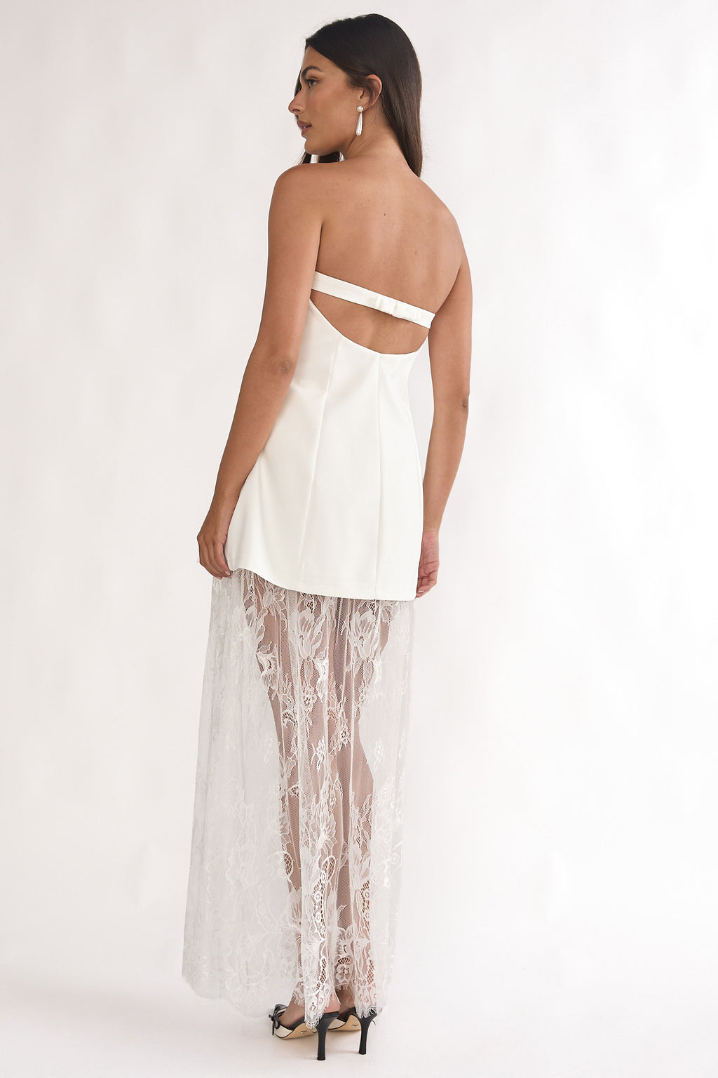 Talina Strapless Two-Piece Lace Skort Set White by Selfie Leslie Australia