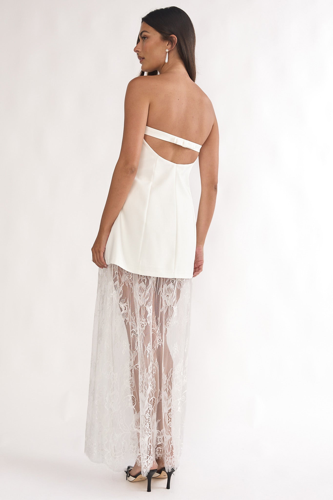 Talina Strapless Two-Piece Lace Skort Set White by Selfie Leslie Australia