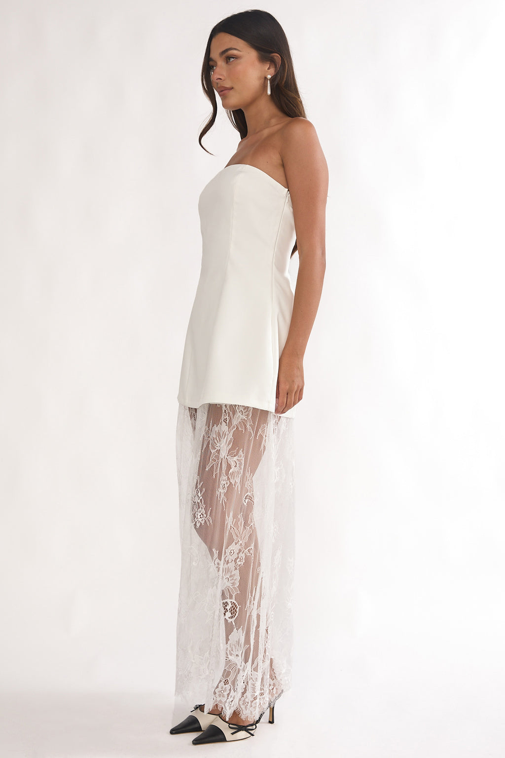 Talina Strapless Two-Piece Lace Skort Set White by Selfie Leslie Australia