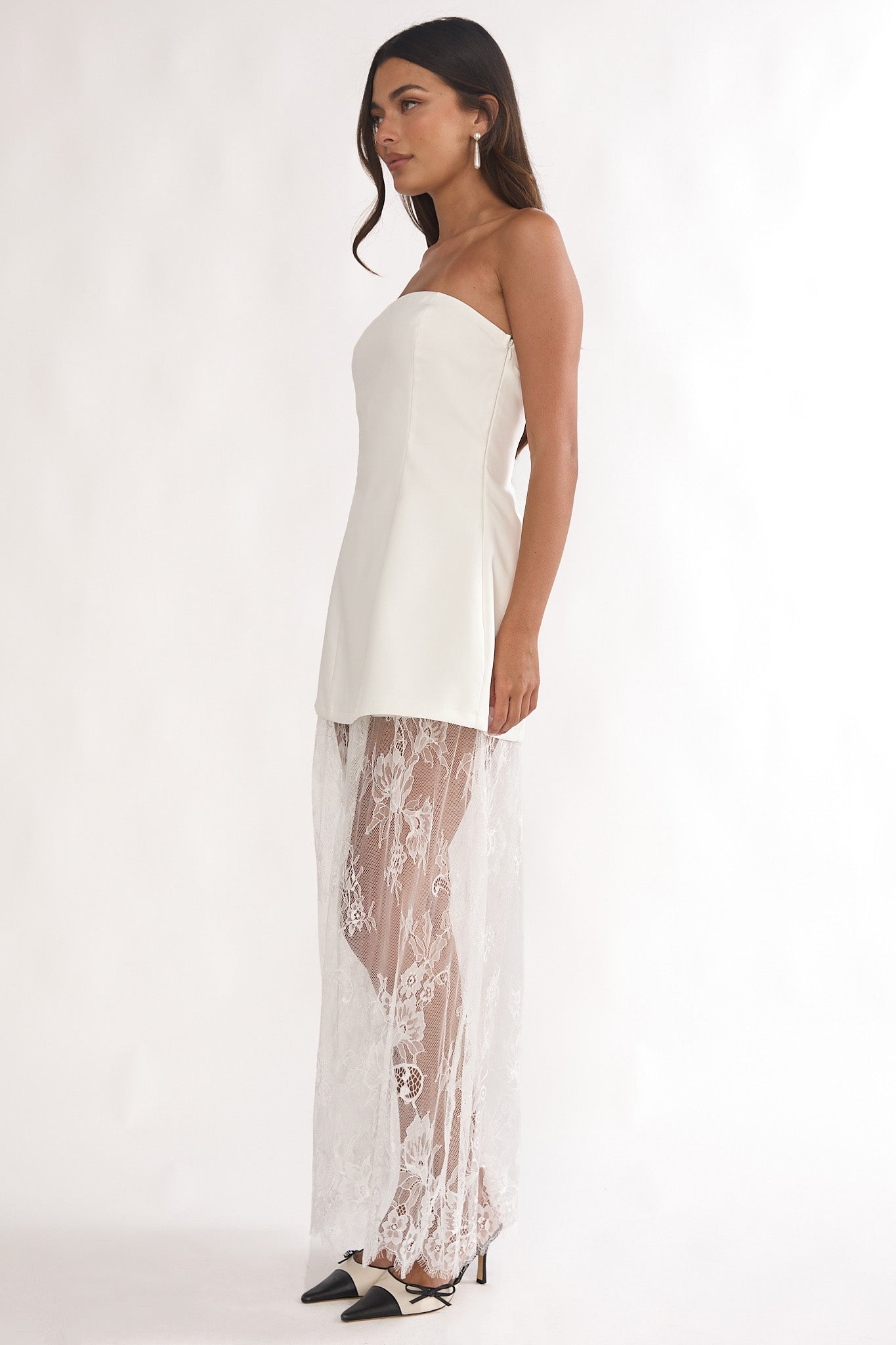 Talina Strapless Two-Piece Lace Skort Set White by Selfie Leslie Australia