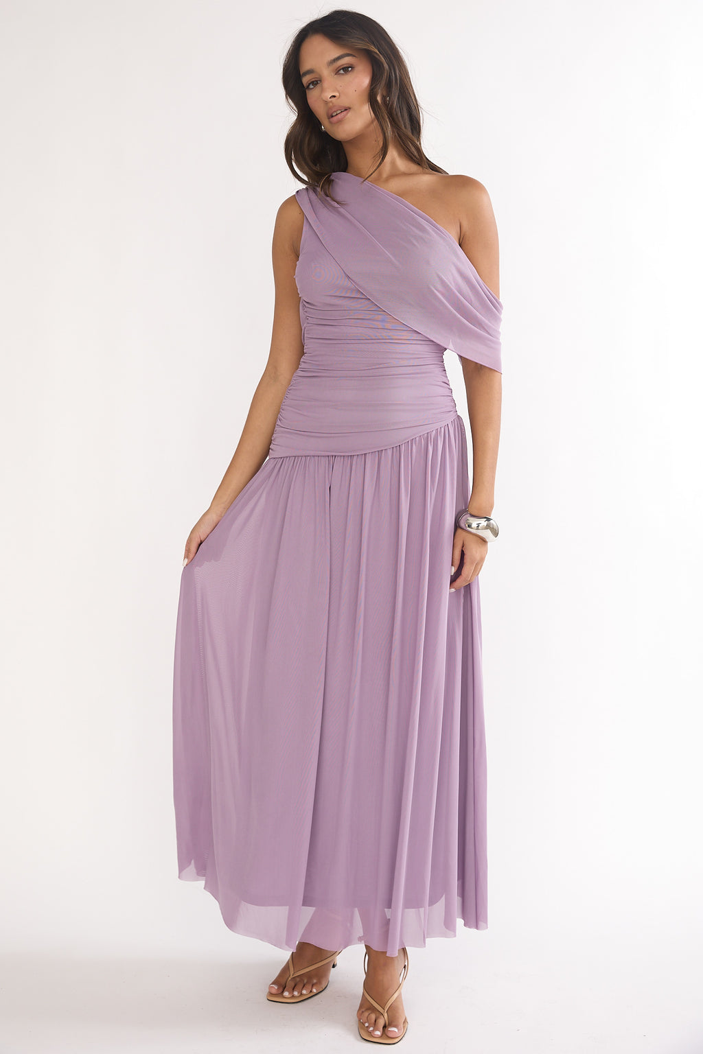 Amretha Asymmetric Neckline Maxi Dress Amethyst by Selfie Leslie Australia