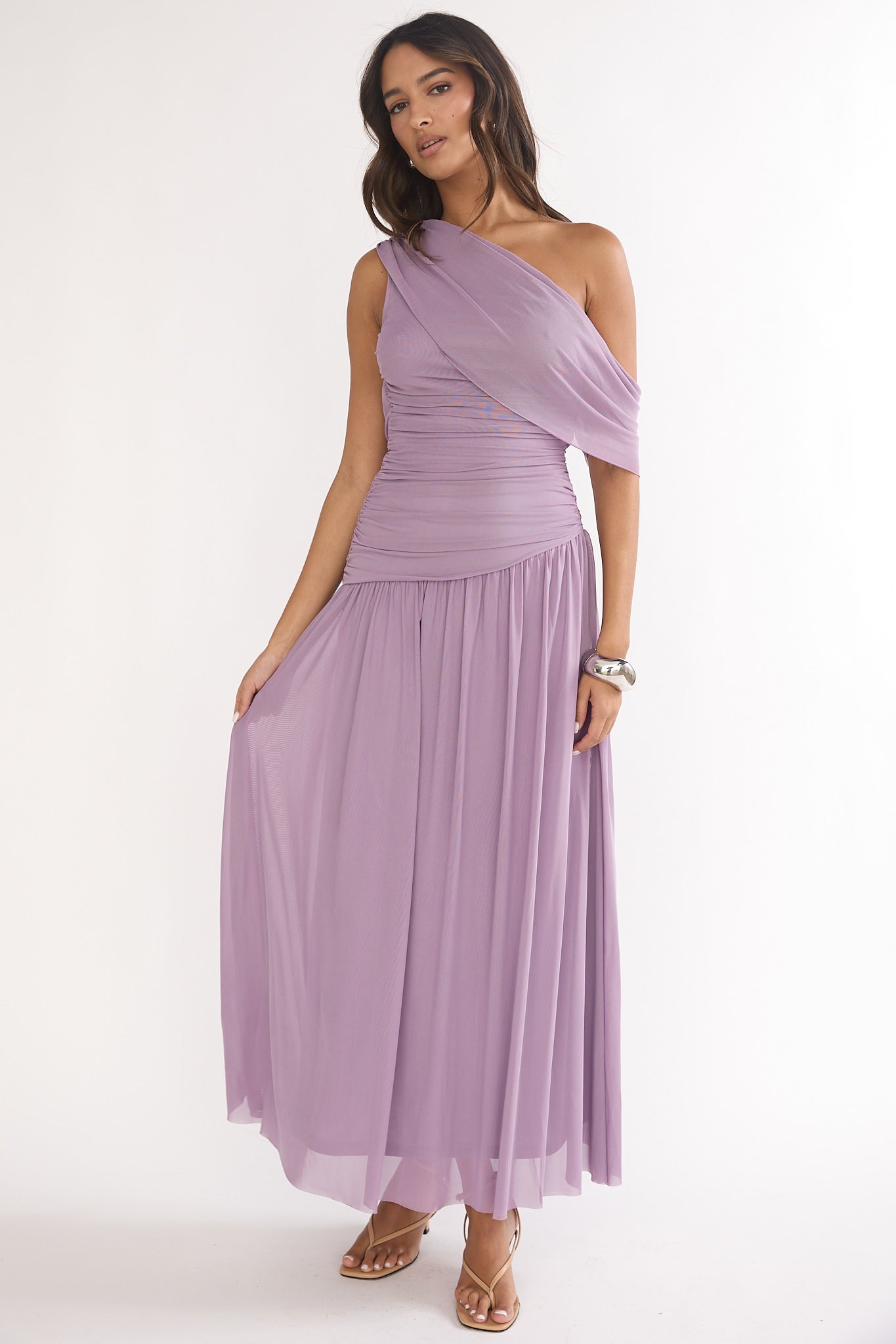 Amretha Asymmetric Neckline Maxi Dress Amethyst by Selfie Leslie Australia