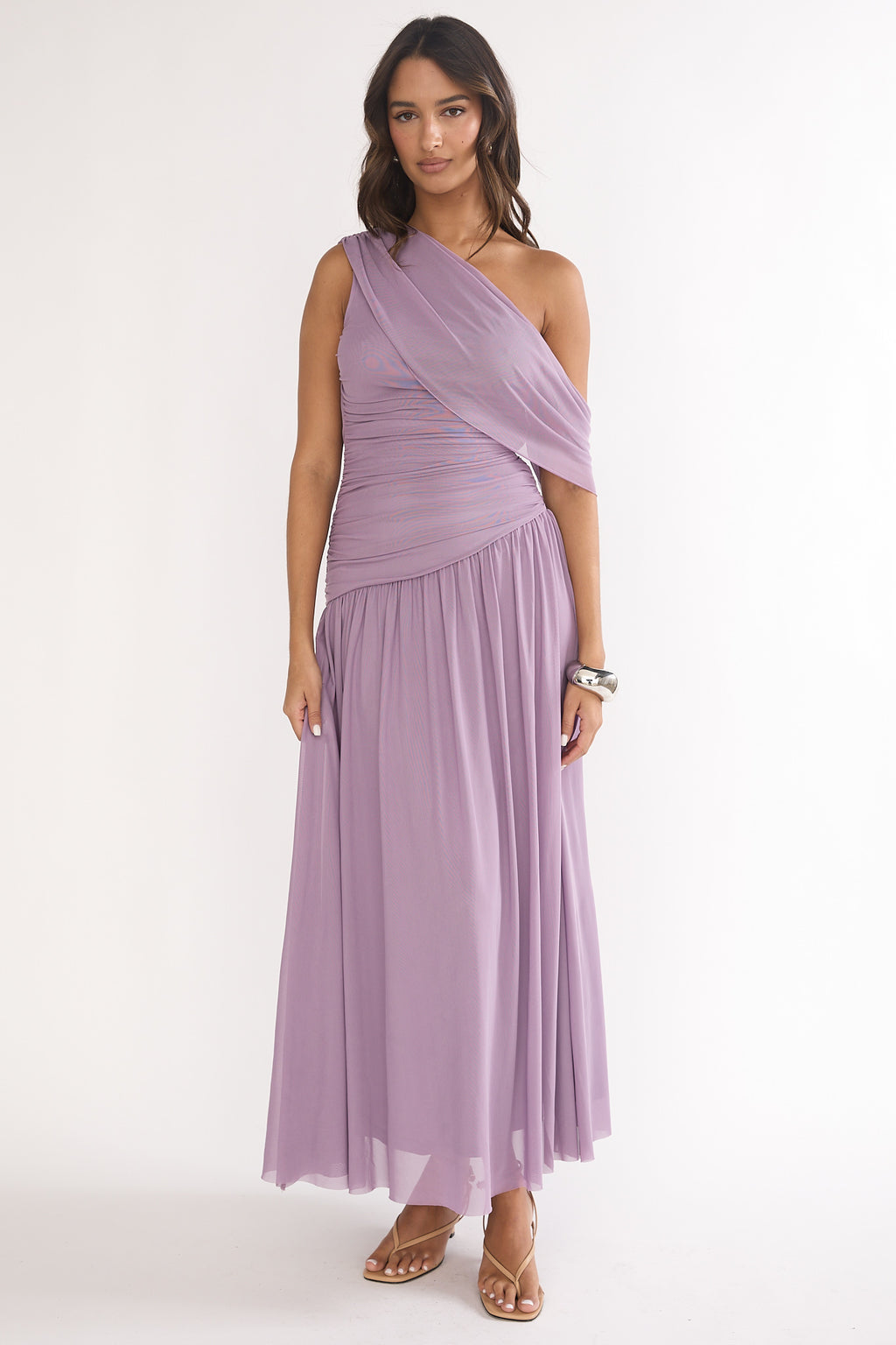Amretha Asymmetric Neckline Maxi Dress Amethyst by Selfie Leslie Australia