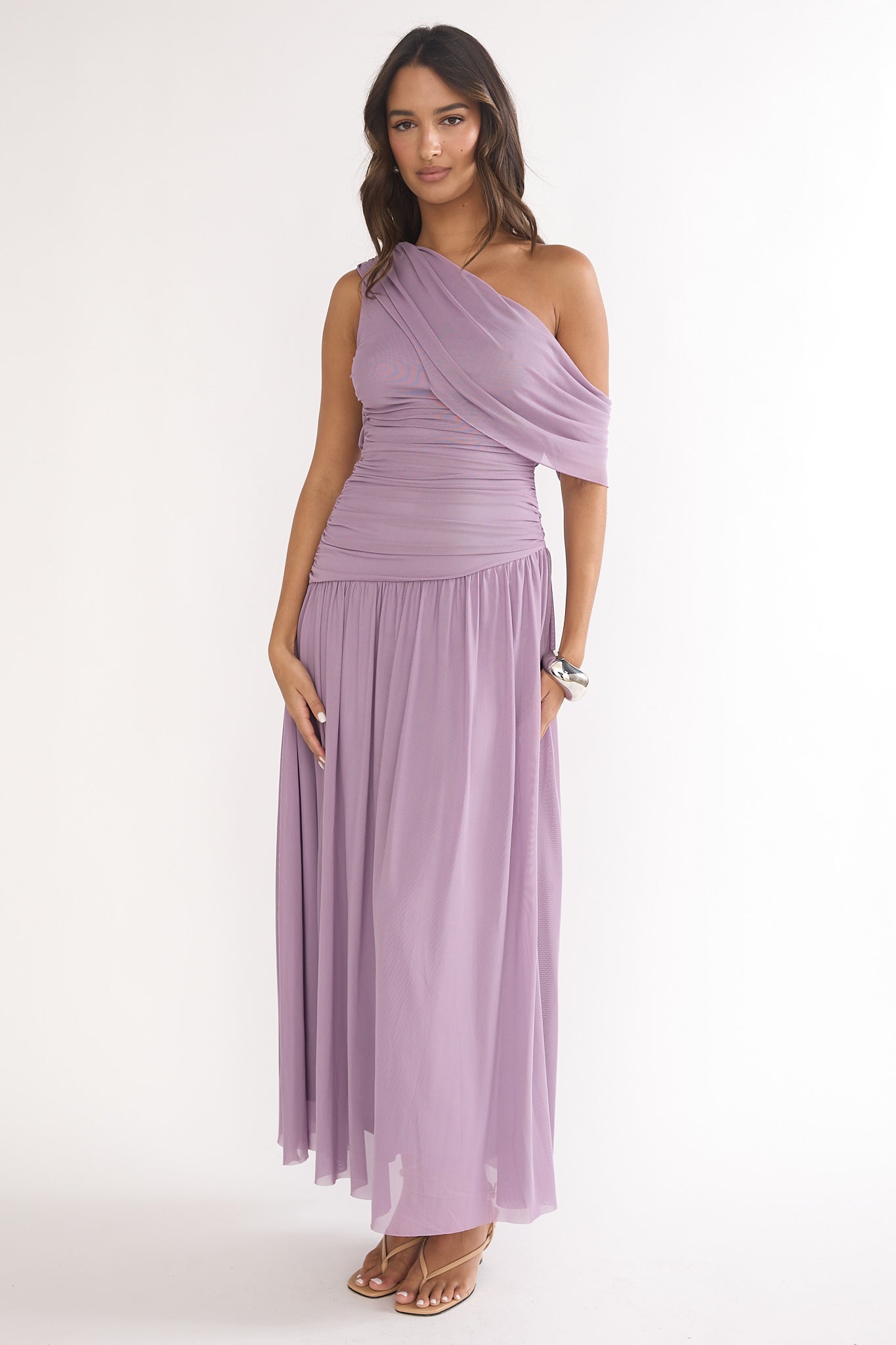 Amretha Asymmetric Neckline Maxi Dress Amethyst by Selfie Leslie Australia