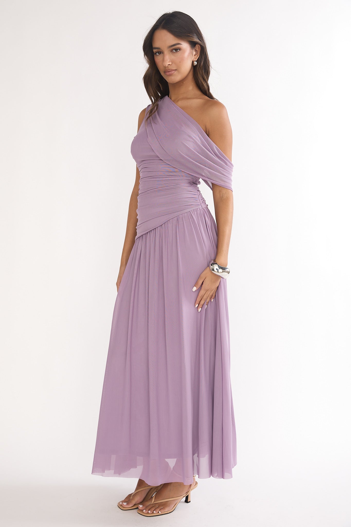 Amretha Asymmetric Neckline Maxi Dress Amethyst by Selfie Leslie Australia