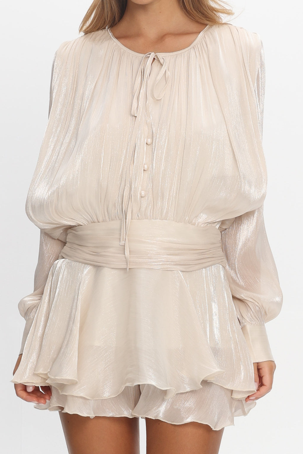 Fontaine Long Sleeve Layered Romper Oyster by Selfie Leslie Australia