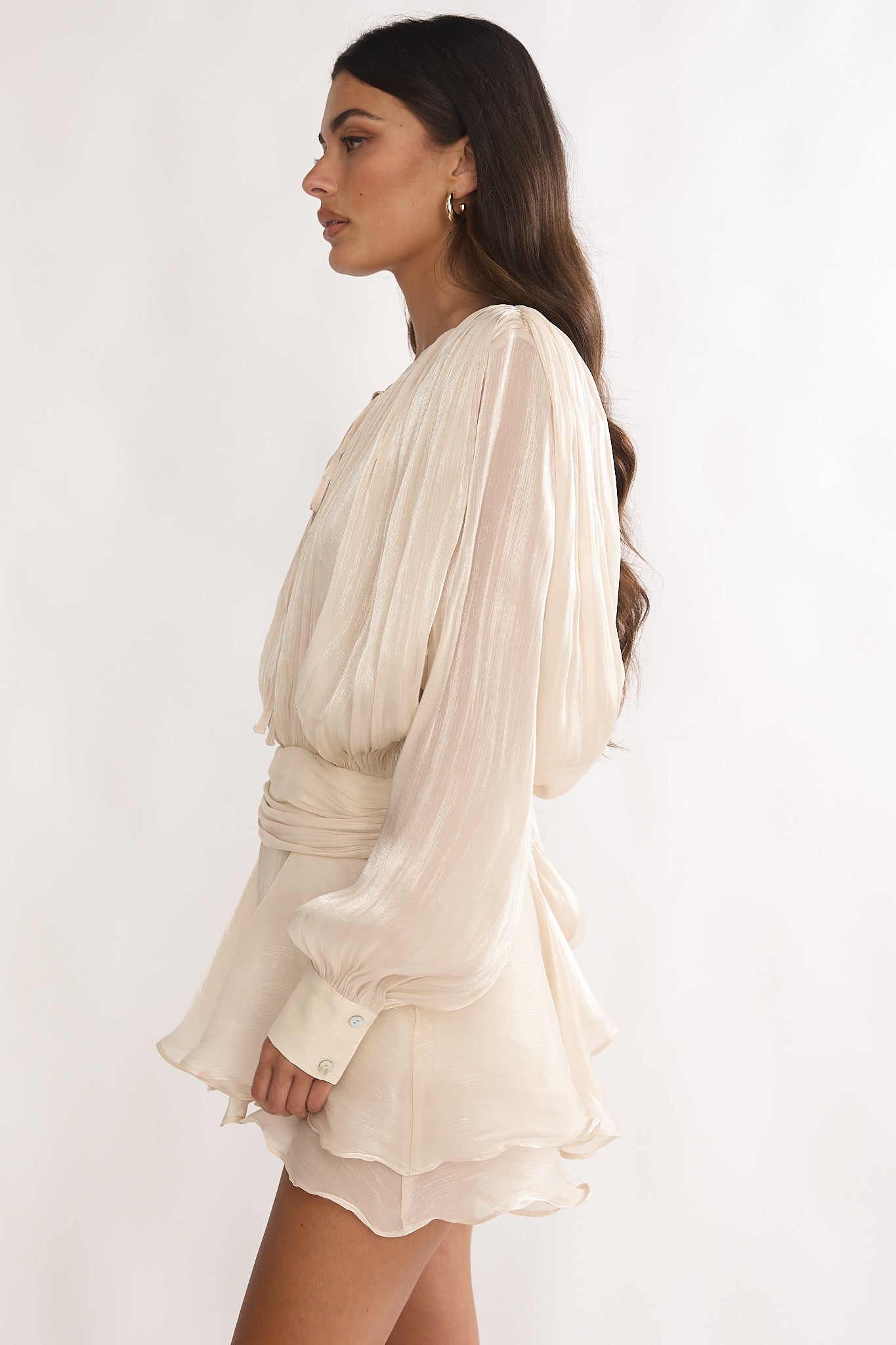 Fontaine Long Sleeve Layered Romper Oyster by Selfie Leslie Australia