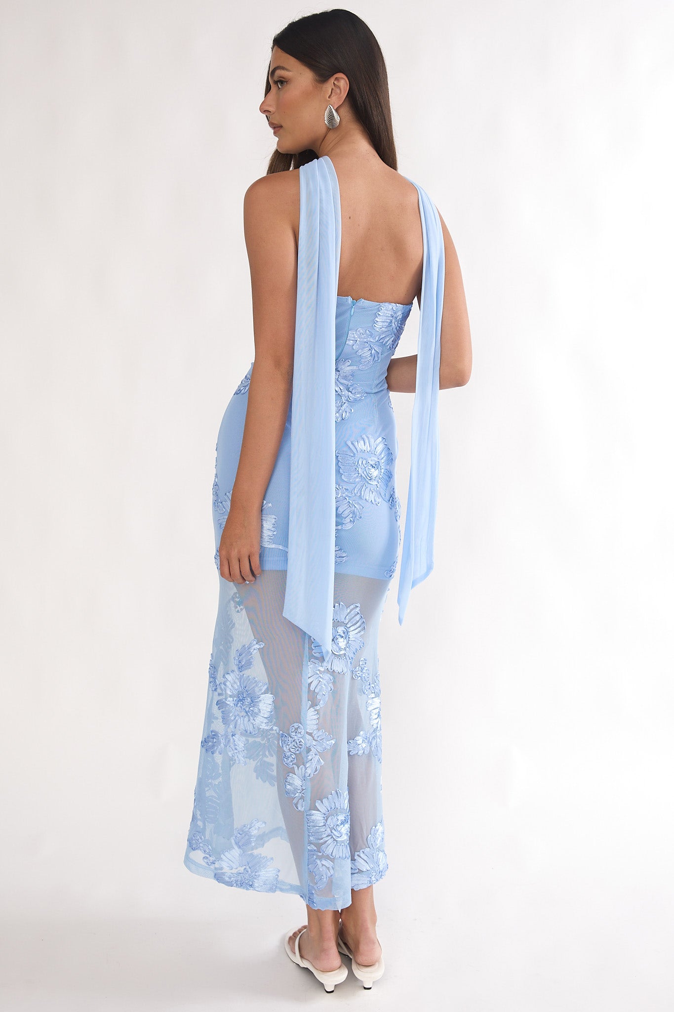 Vivia Strapless Embellished Maxi Dress Blue by Selfie Leslie Australia