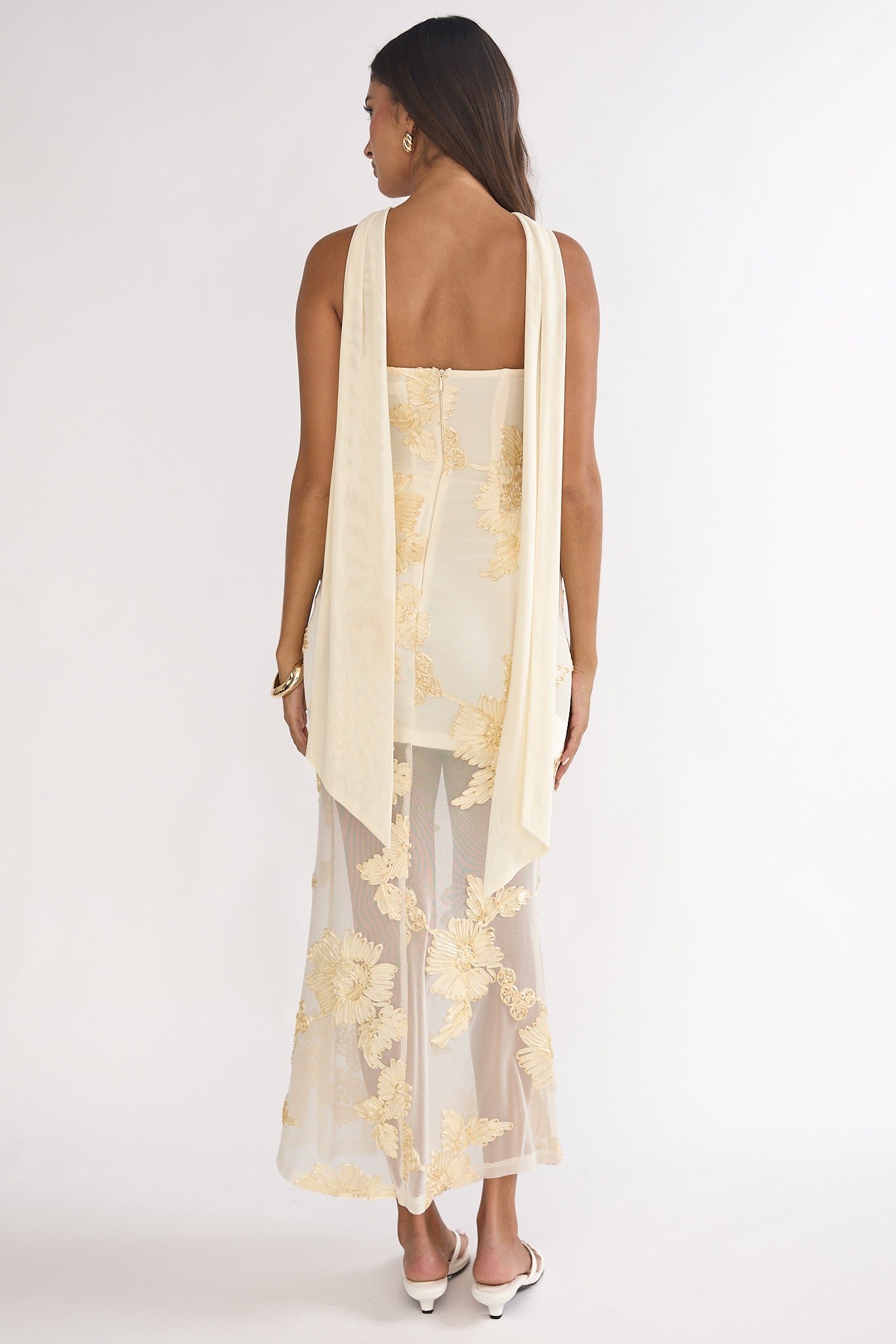 Vivia Strapless Embellished Maxi Dress Yellow by Selfie Leslie Australia