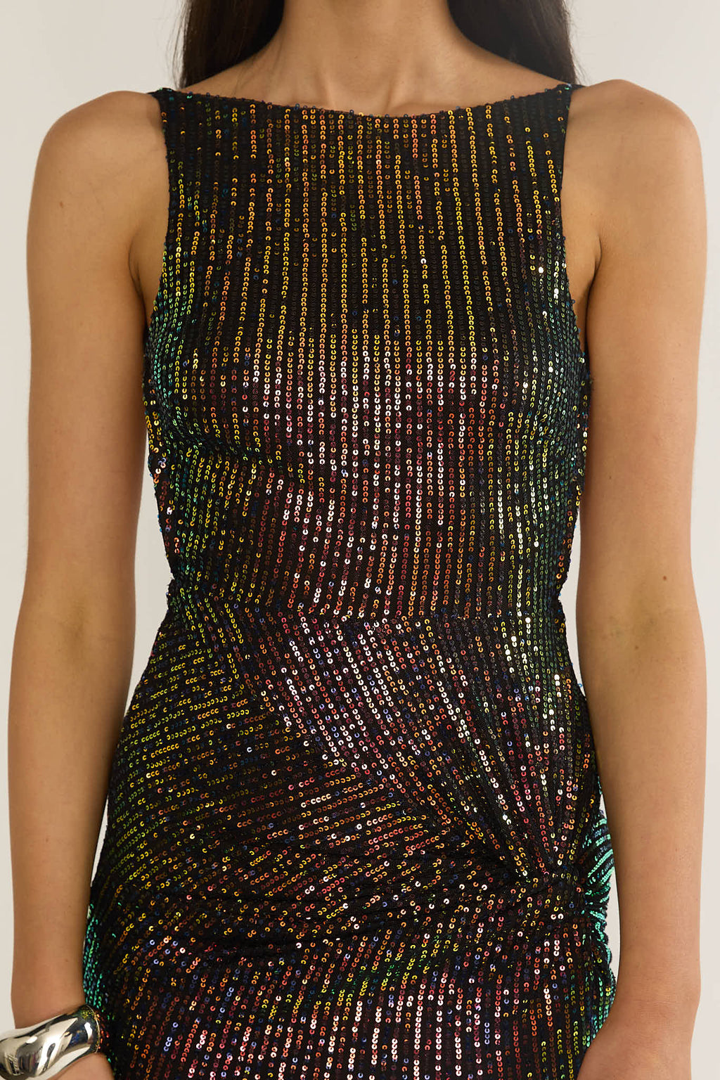 Zaretha Backless Split Maxi Dress Sequin Black/Gold by Selfie Leslie Australia