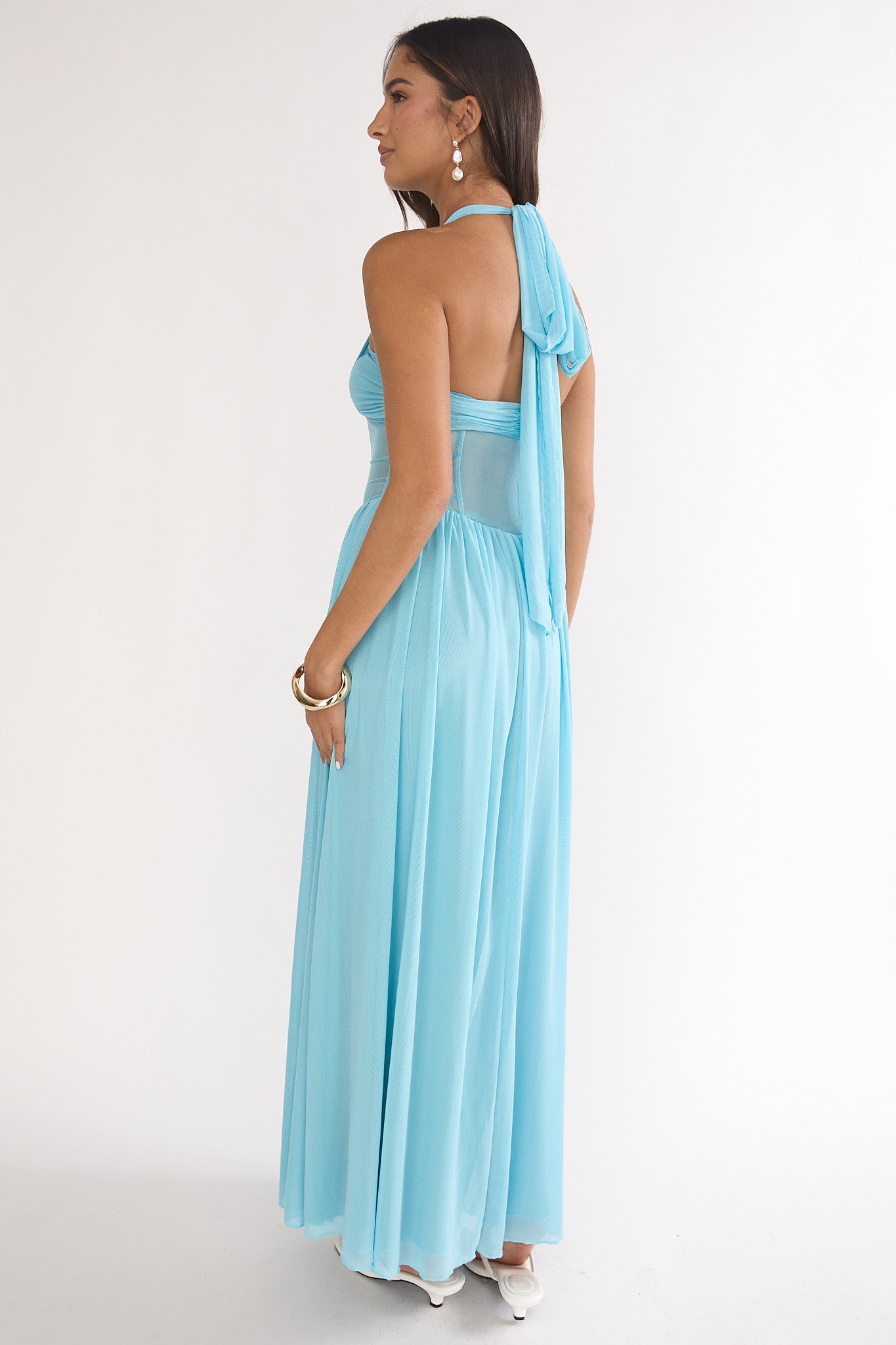 Jovella Halterneck Mesh Dress Blue by Selfie Leslie Australia