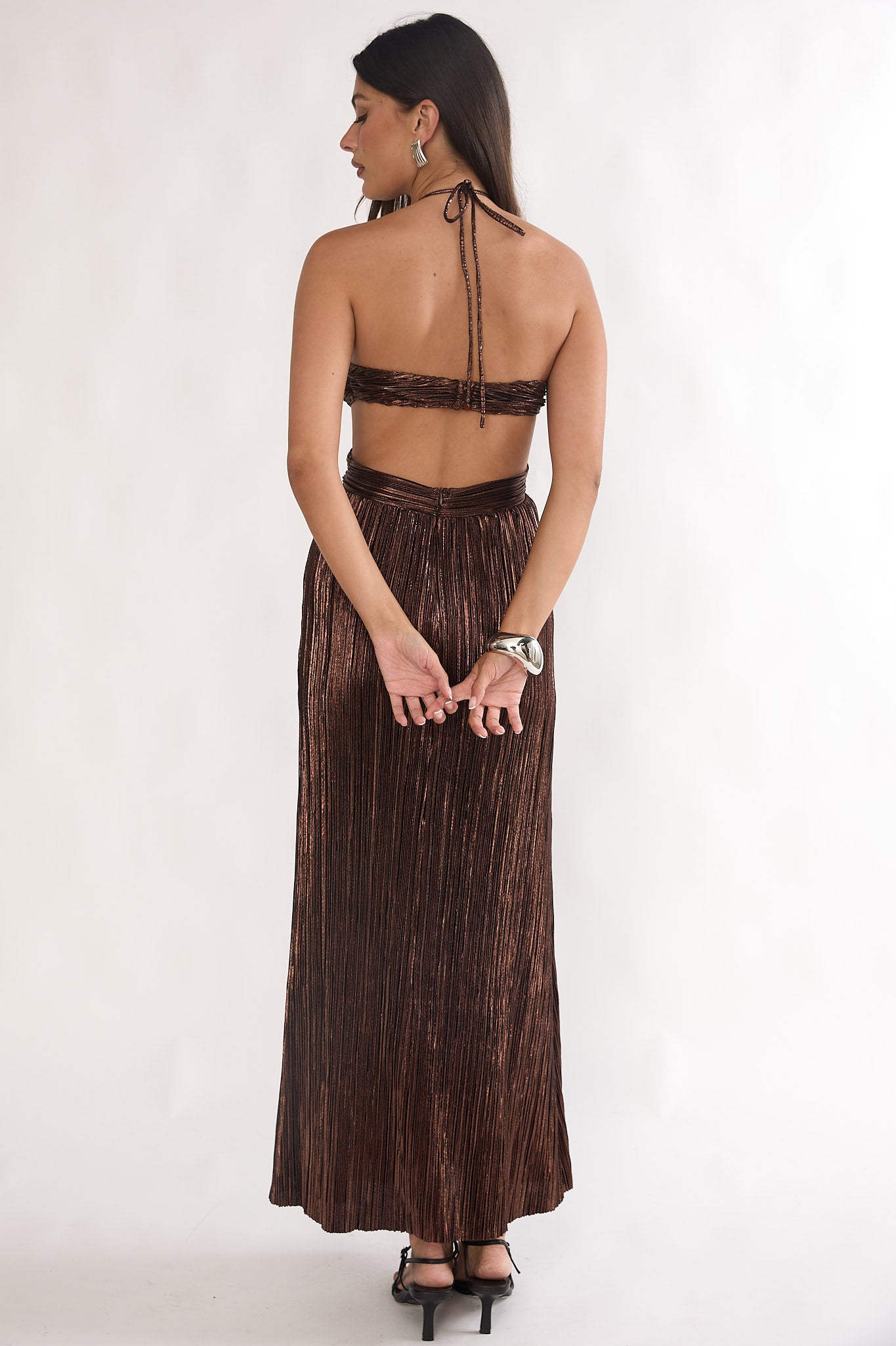 Isle Cut-Out Halterneck Maxi Dress Gold by Selfie Leslie Australia