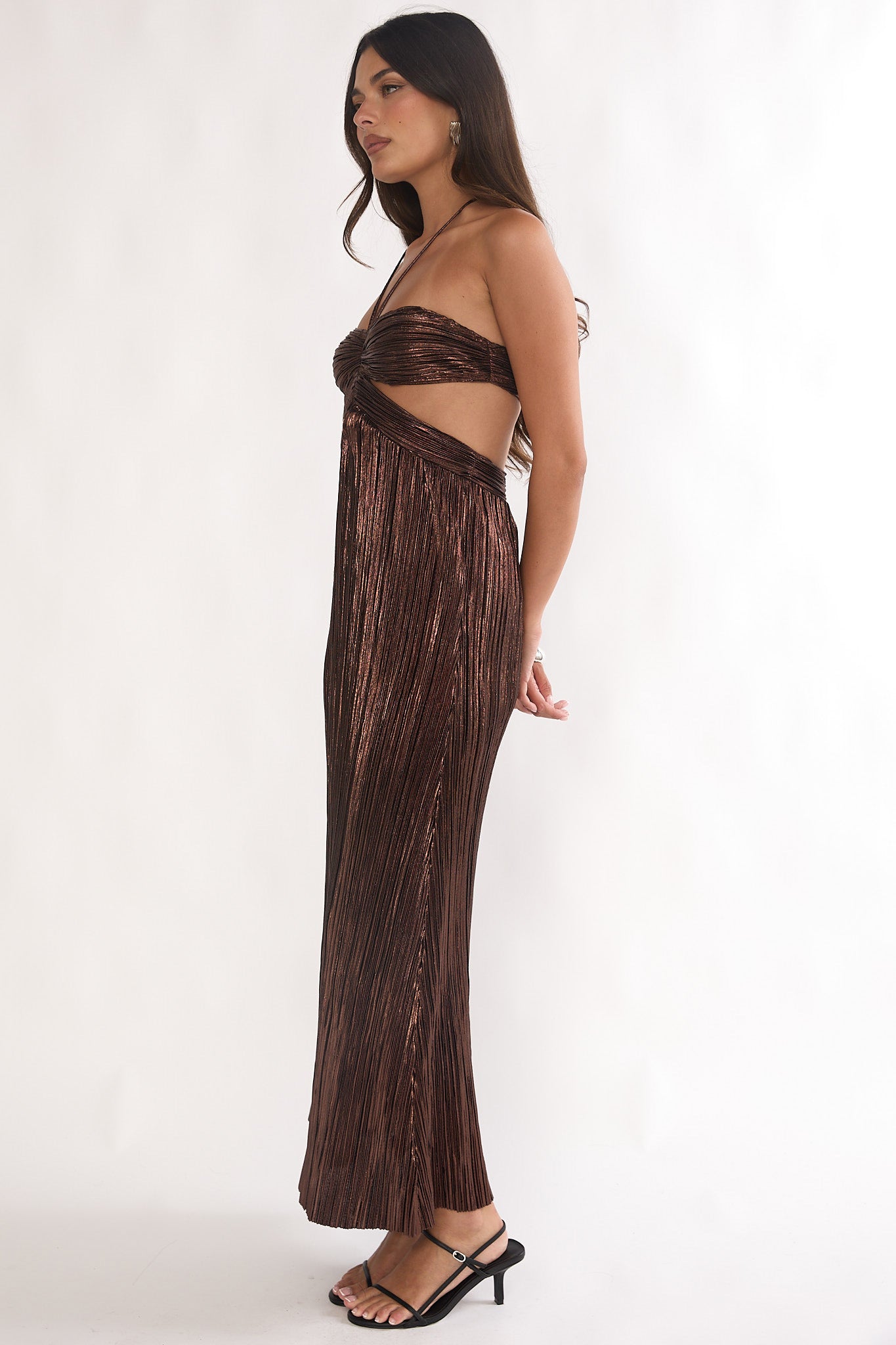 Isle Cut-Out Halterneck Maxi Dress Gold by Selfie Leslie Australia