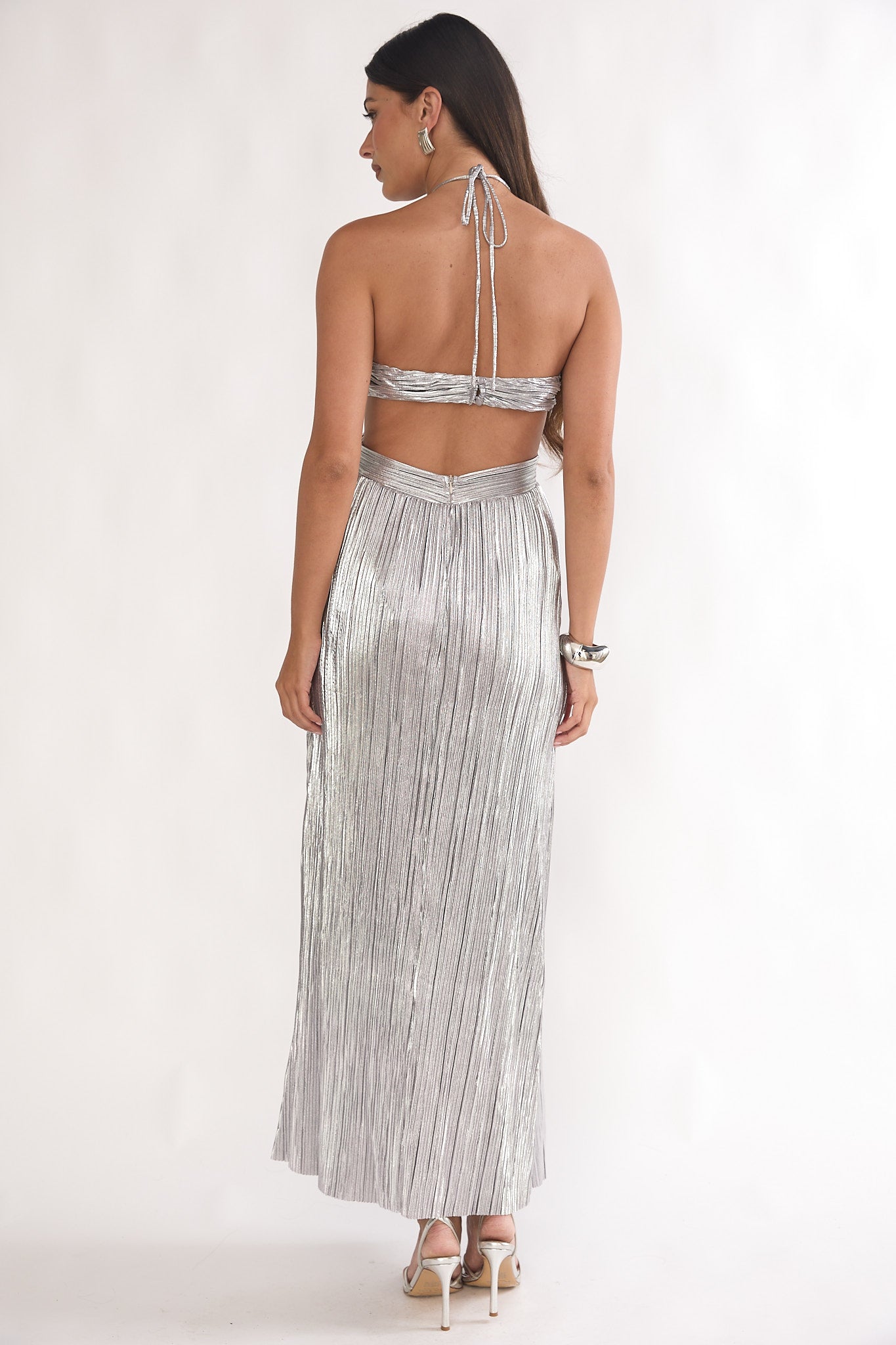 Isle Cut-Out Halterneck Maxi Dress Silver by Selfie Leslie Australia