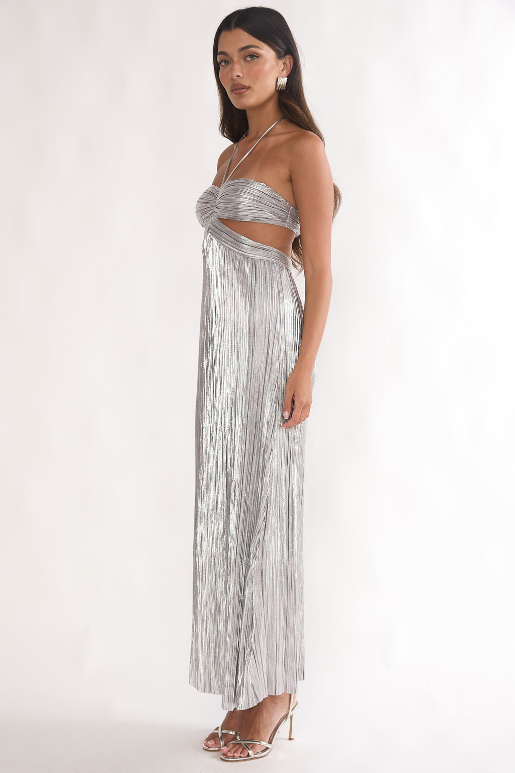 Isle Cut-Out Halterneck Maxi Dress Silver by Selfie Leslie Australia