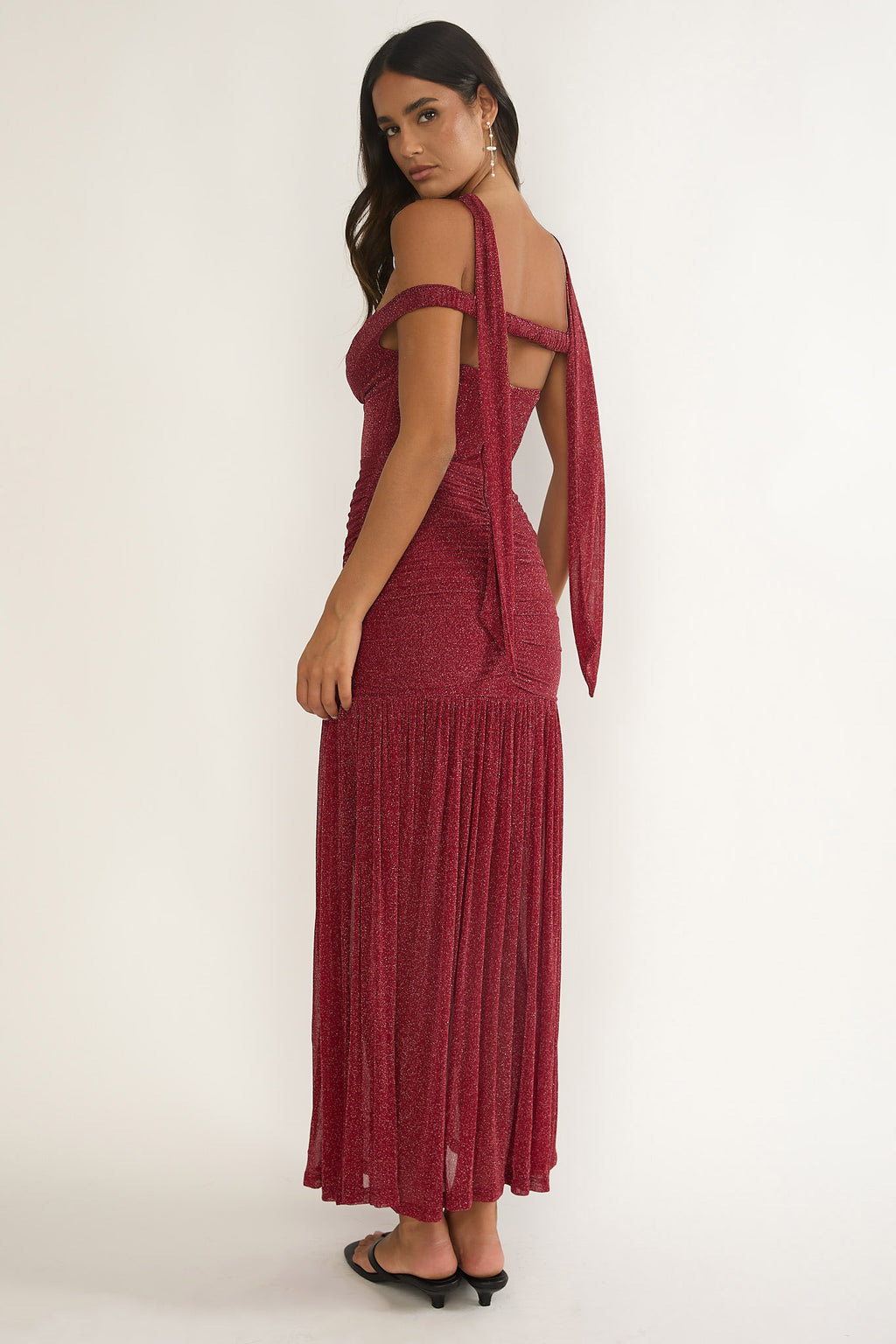 Delora Off-Shoulder Scarf Maxi Dress Red by Selfie Leslie Australia