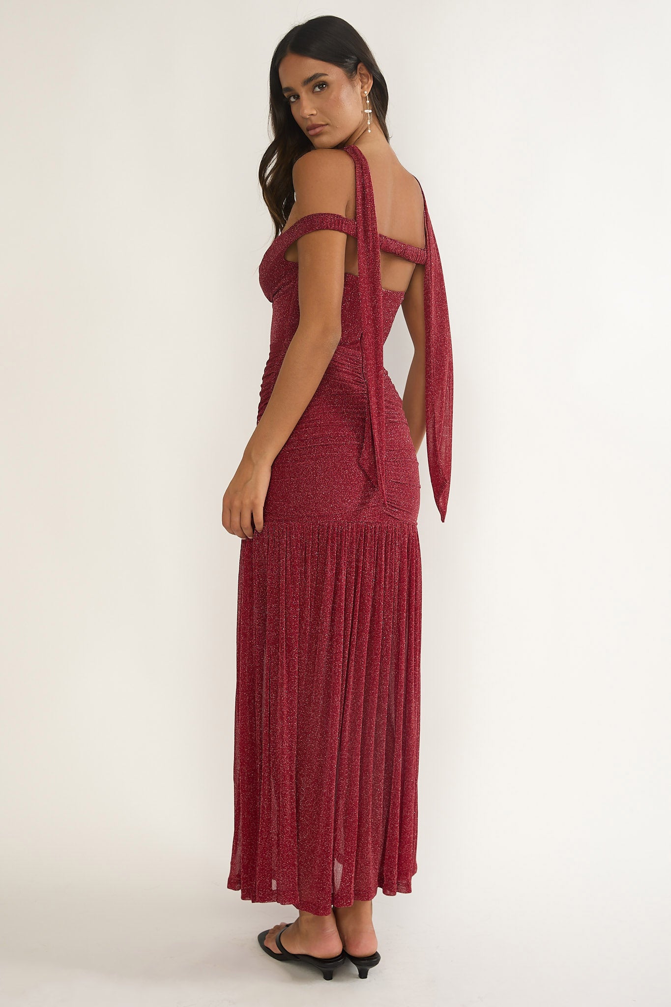 Delora Off-Shoulder Scarf Maxi Dress Red by Selfie Leslie Australia