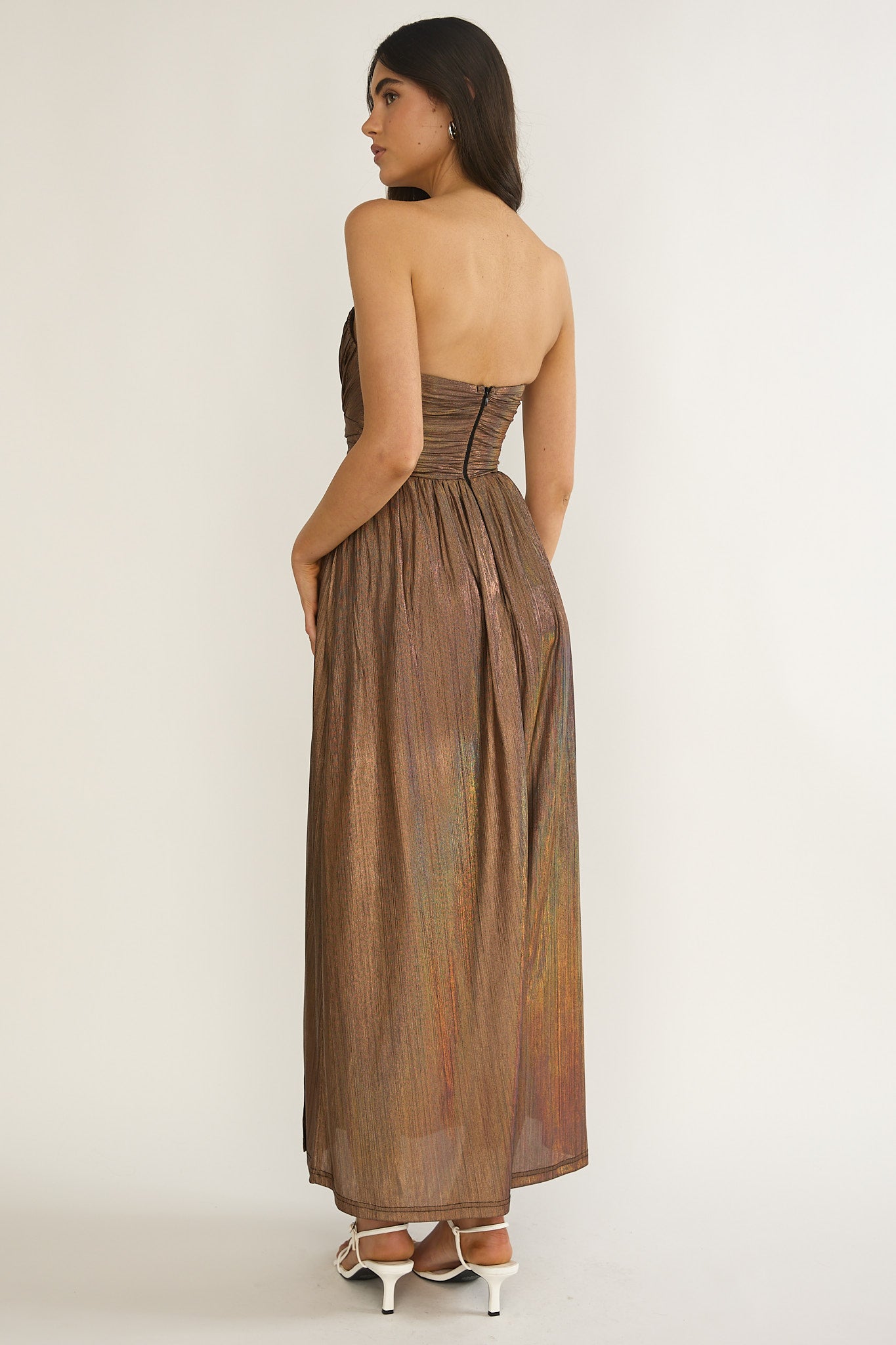 Marin Pointed Sweetheart Maxi Dress Gold | Selfie Leslie Australia
