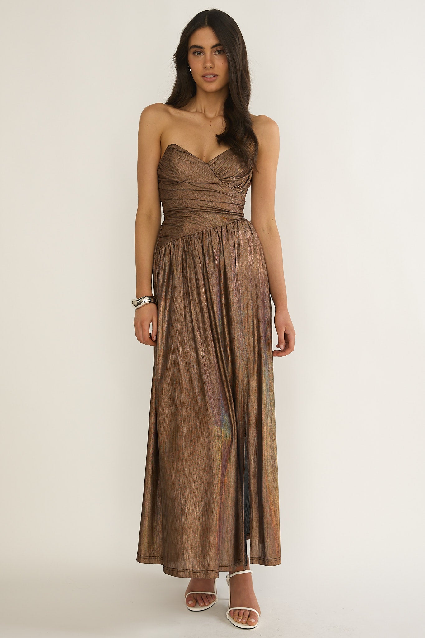Marin Pointed Sweetheart Maxi Dress Gold by Selfie Leslie Australia