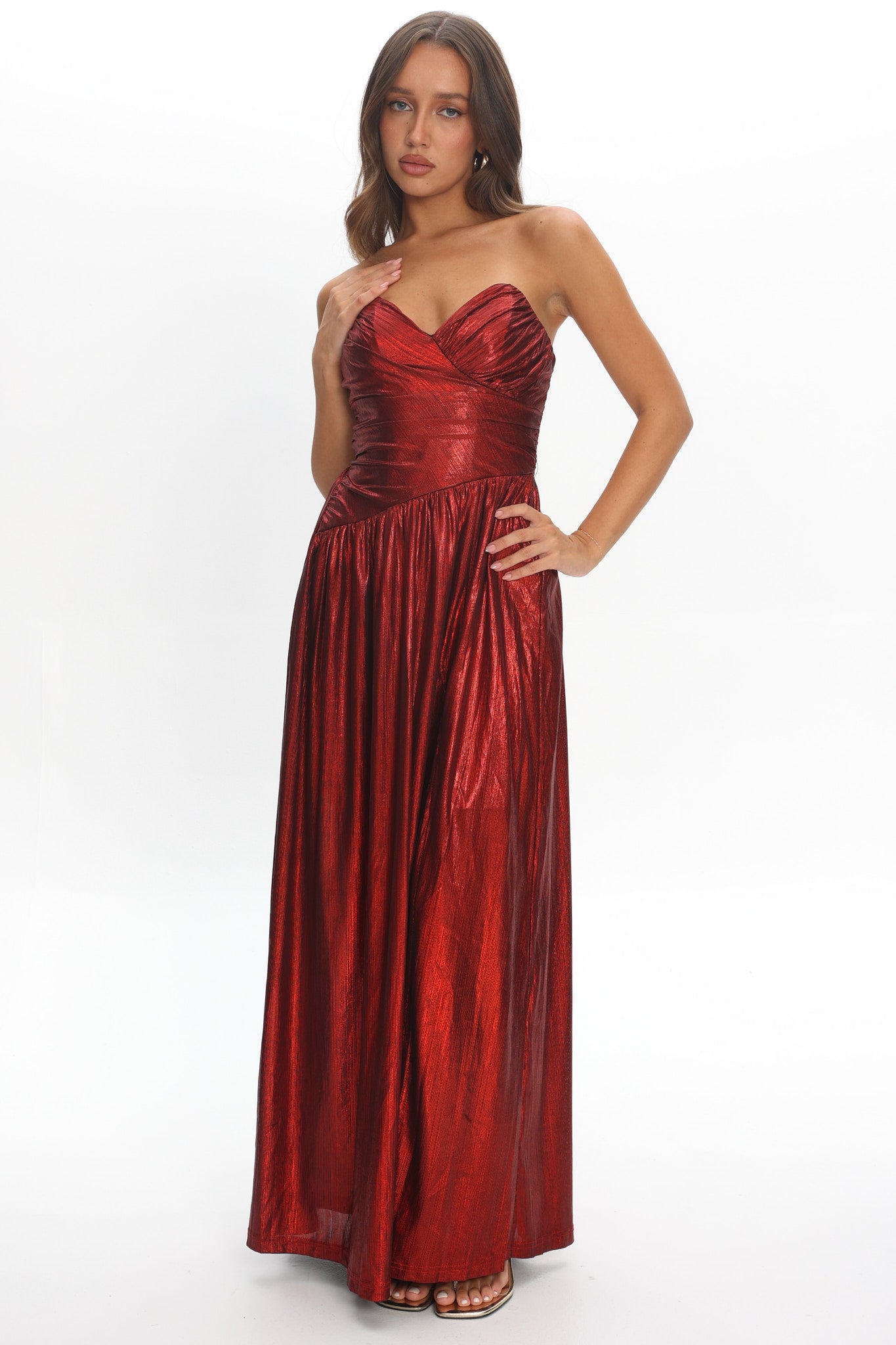 Marin Pointed Sweetheart Maxi Dress Wine by Selfie Leslie Australia
