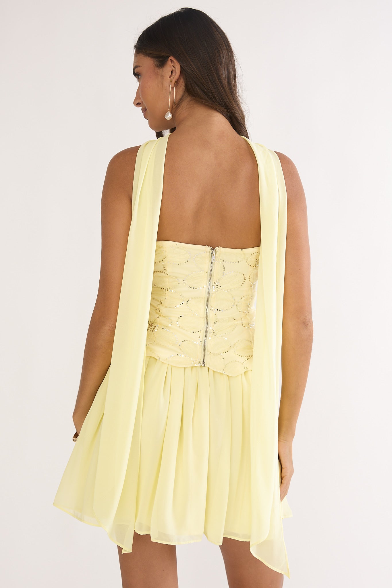 Sunset Serenade Elasticated Waist Mini Skirt Yellow by Selfie Leslie Australia