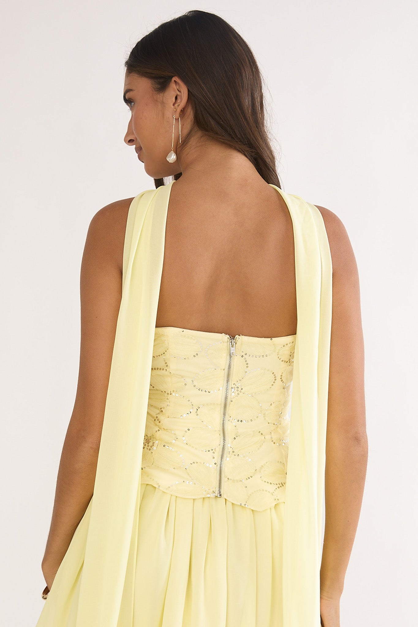 Sunset Serenade Embellished Strapless Top Yellow by Selfie Leslie Australia