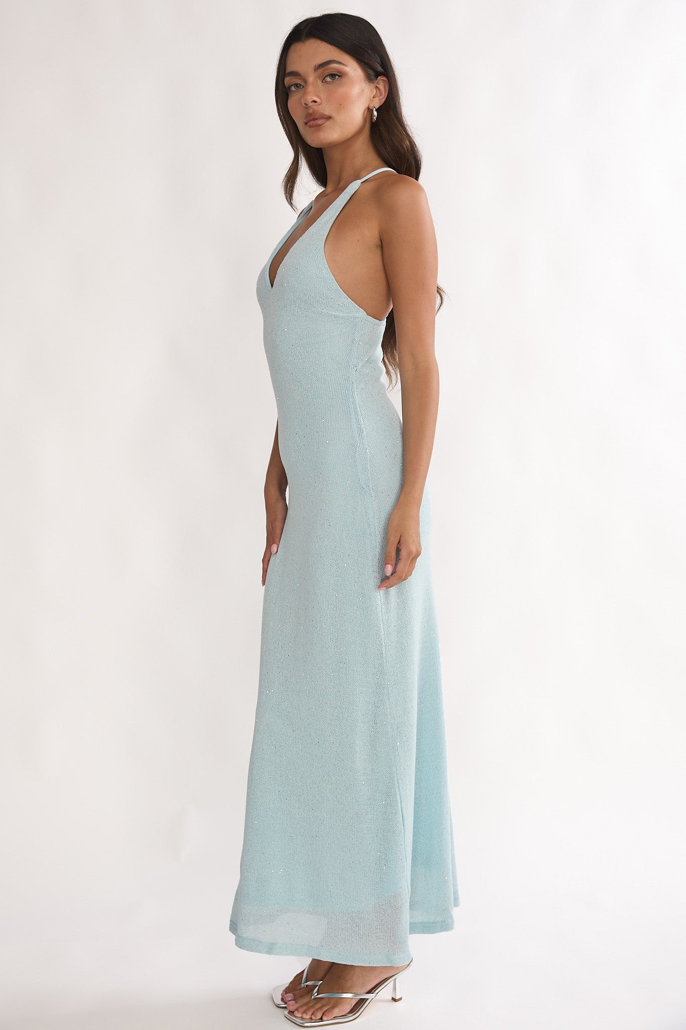 Introductions Knit Sequin Maxi Dress Blue by Selfie Leslie Australia