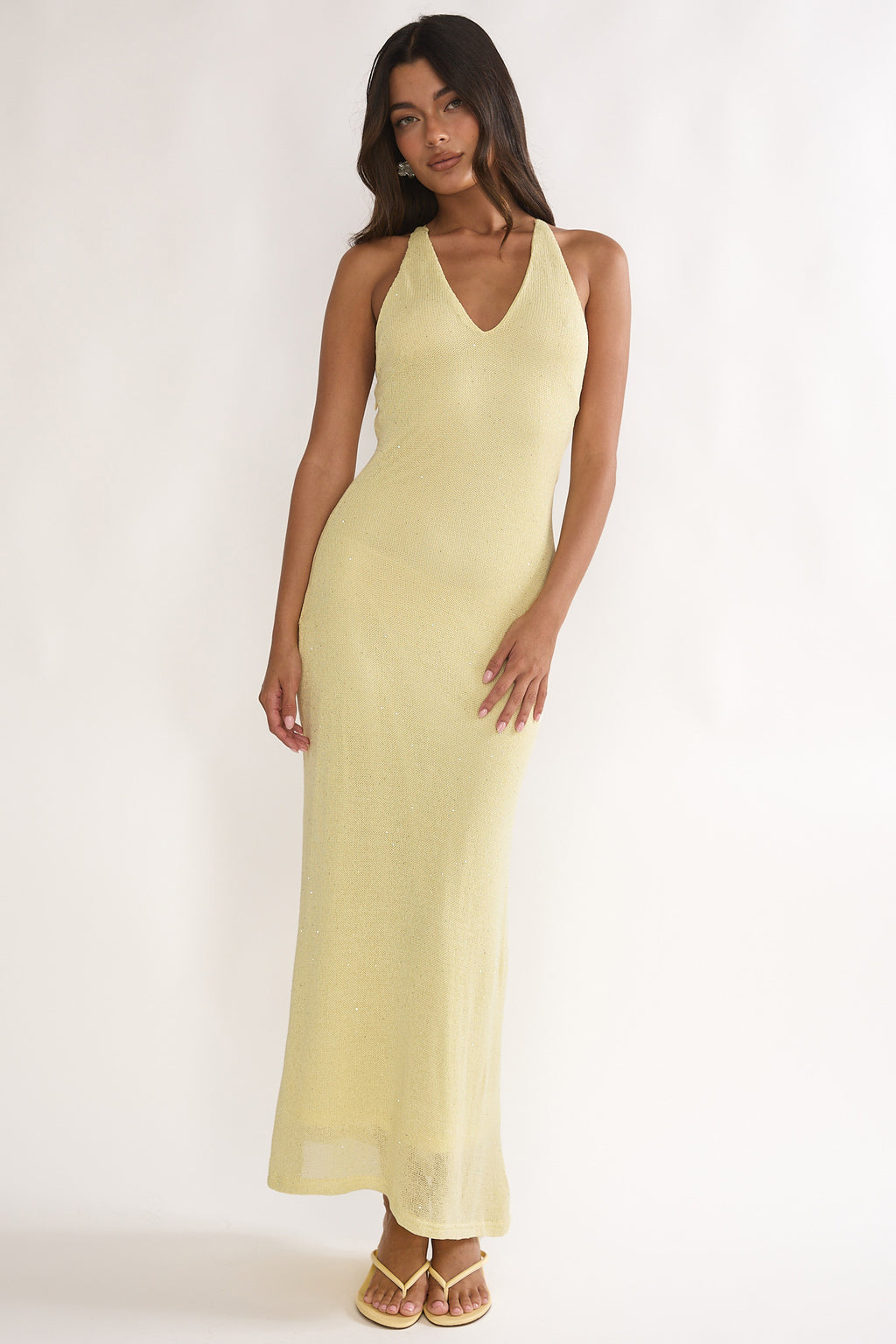 Introductions Knit Sequin Maxi Dress Butter by Selfie Leslie Australia