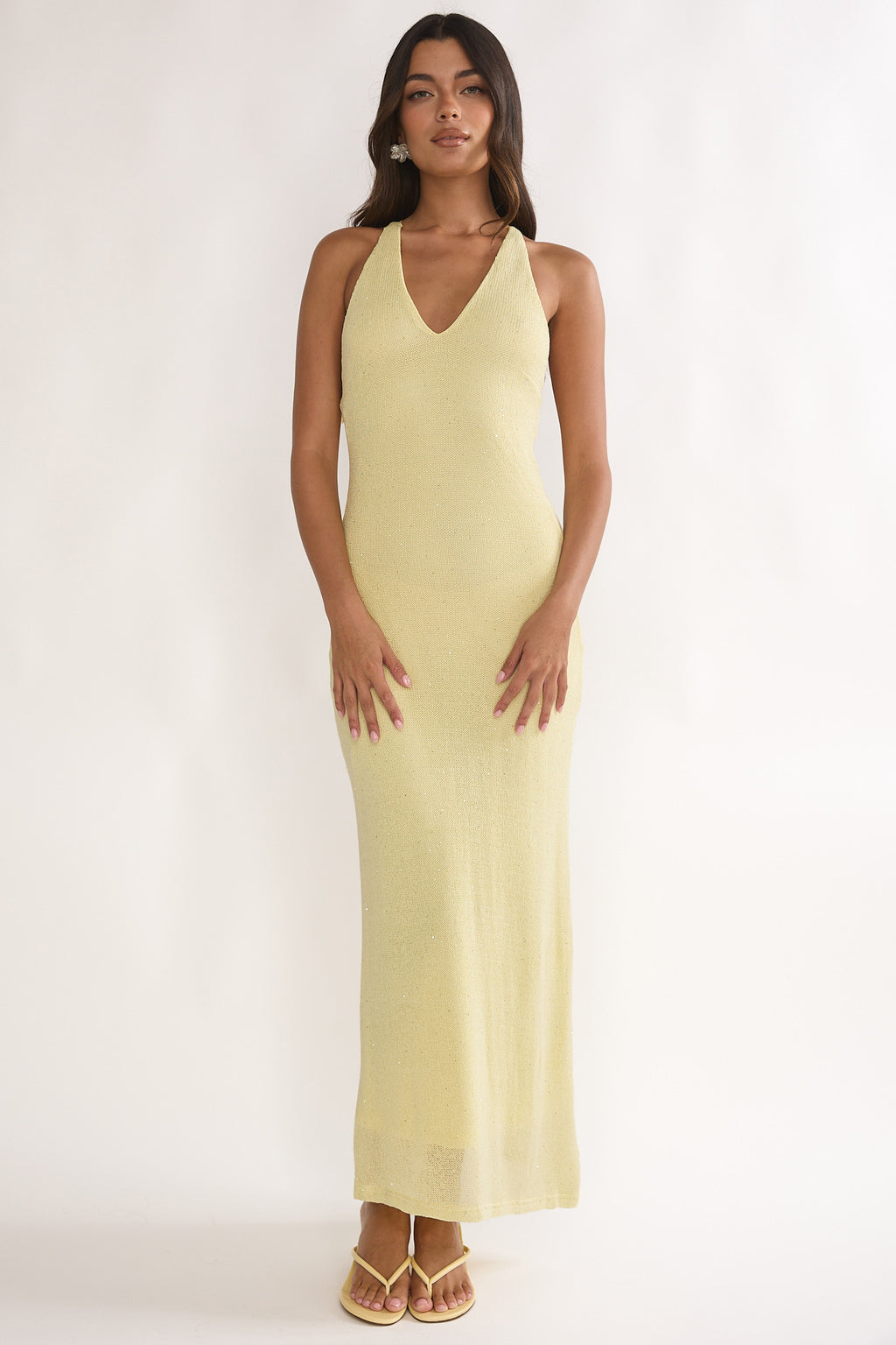 Introductions Knit Sequin Maxi Dress Butter by Selfie Leslie Australia