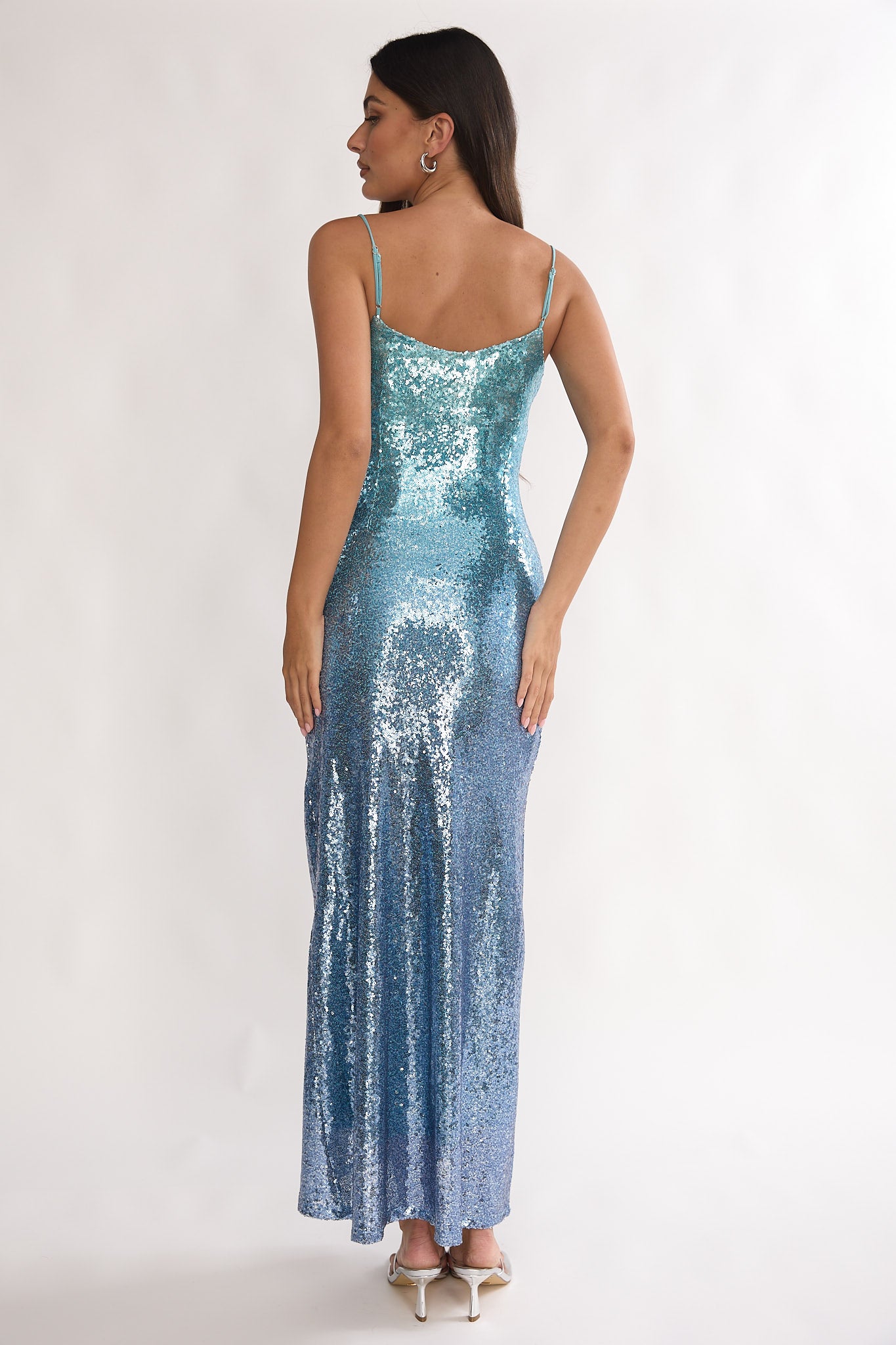 Astara Sequin Maxi Dress Gradient Blue by Selfie Leslie Australia
