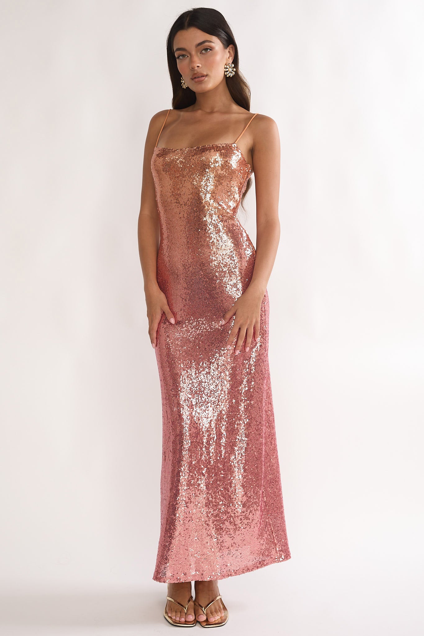 Astara Sequin Maxi Dress Gradient Pink by Selfie Leslie Australia